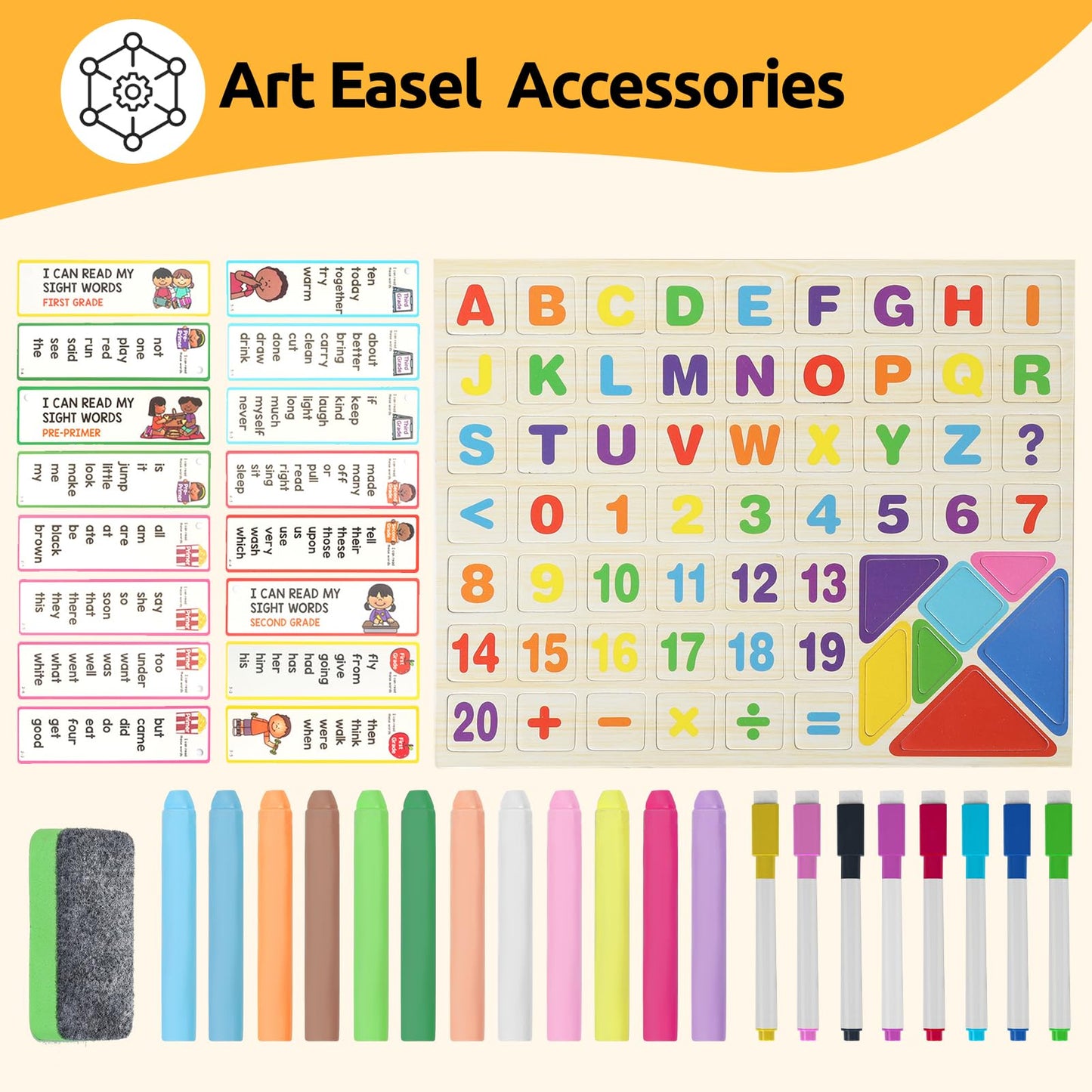 Dreamtailor Tabletop Wooden Art Easel for Kids 2-4 — Double-Sided Chalkboard & Whiteboard with Magnets