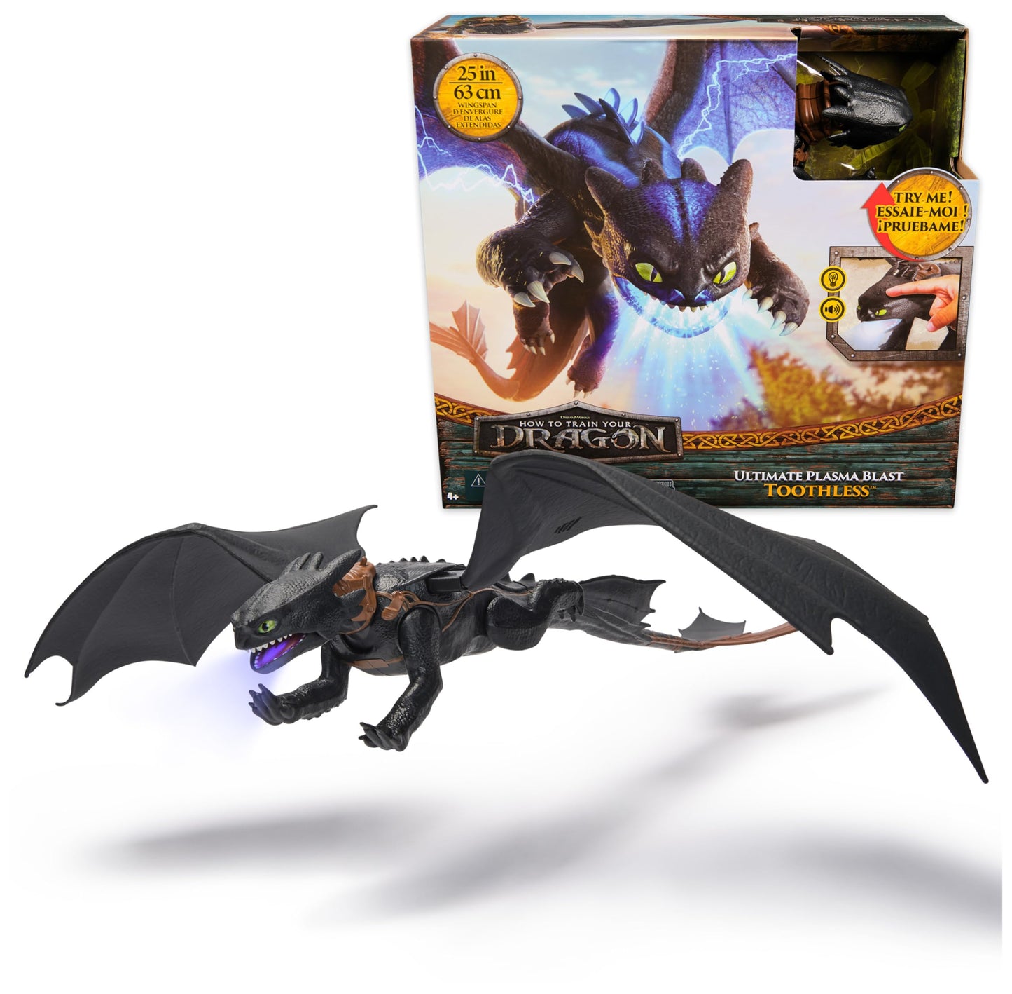 DreamWorks Dragons Toothless Ultimate Plasma Blast Toy - 25-Inch Wings, Lights & Sounds