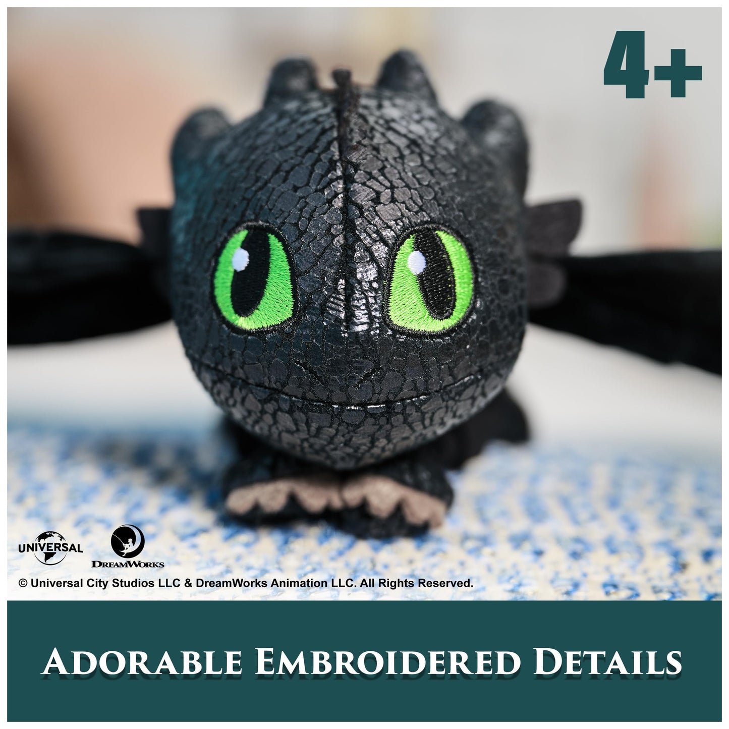 DreamWorks Dragons Toothless Plush — 12-Inch Hug & Flight Dragon Toy