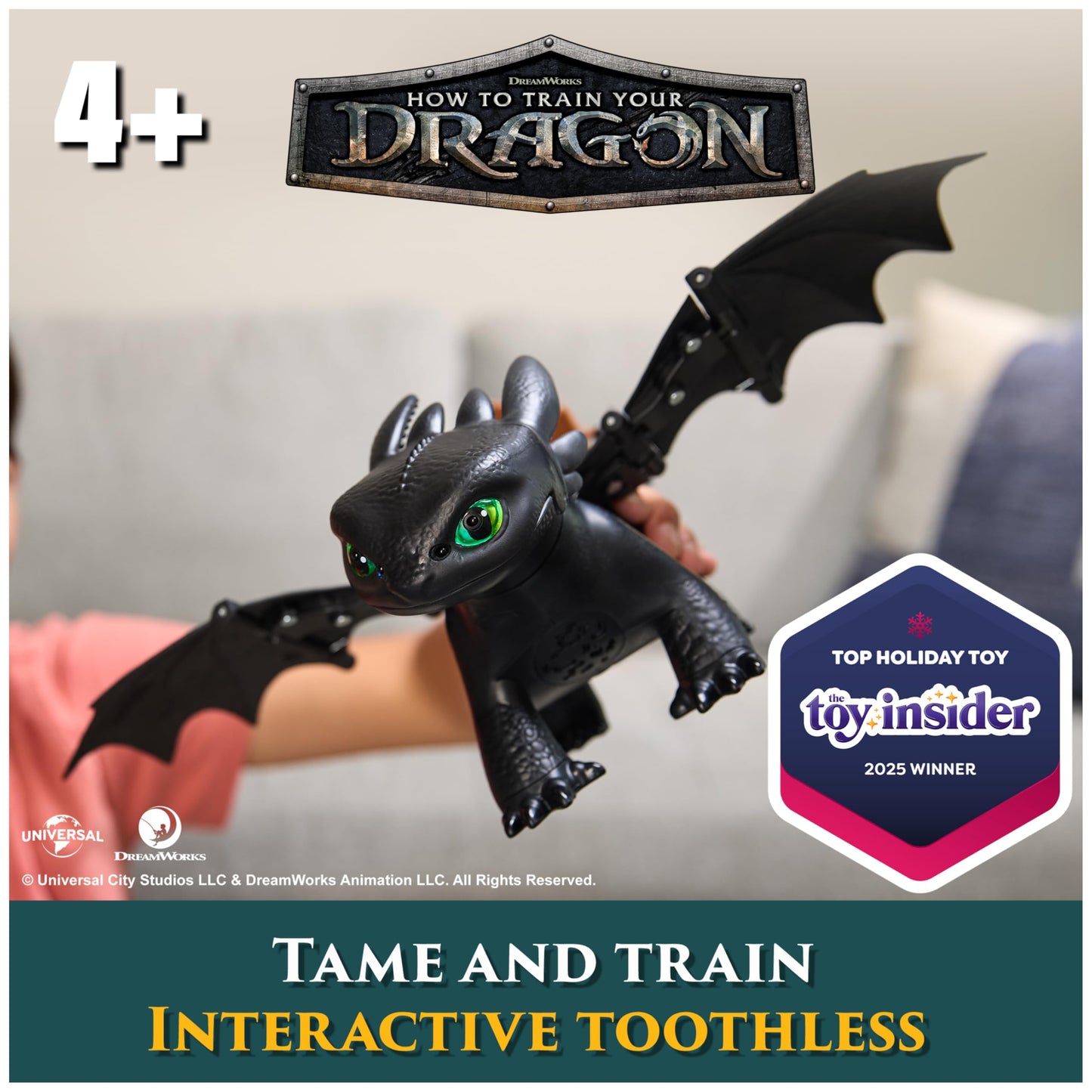 DreamWorks Dragons Toothless: Tame & Train Interactive Dragon Toy, 60+ Sounds, 20-Inch Wings, Ages 4+