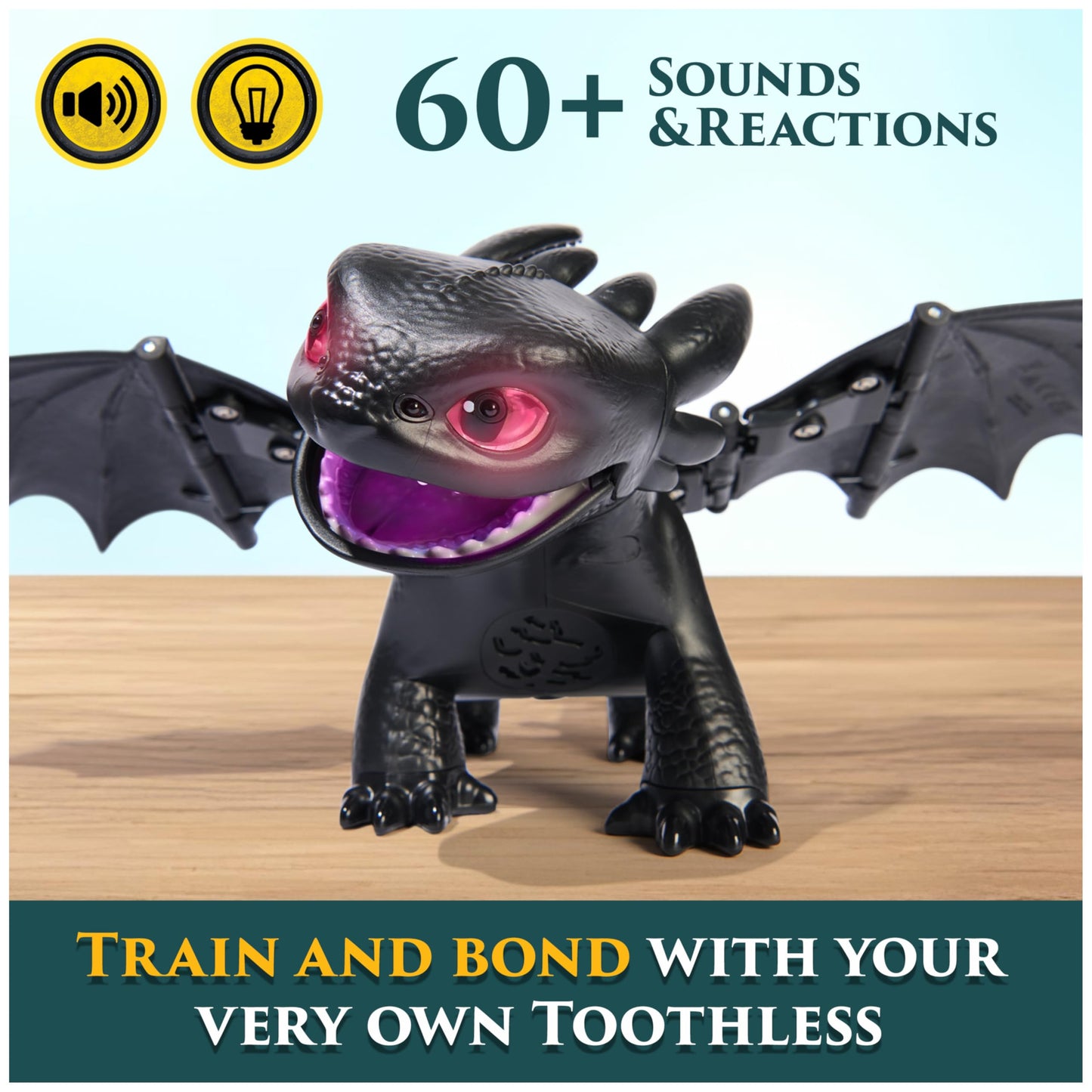 DreamWorks Dragons Toothless: Tame & Train Interactive Dragon Toy, 60+ Sounds, 20-Inch Wings, Ages 4+