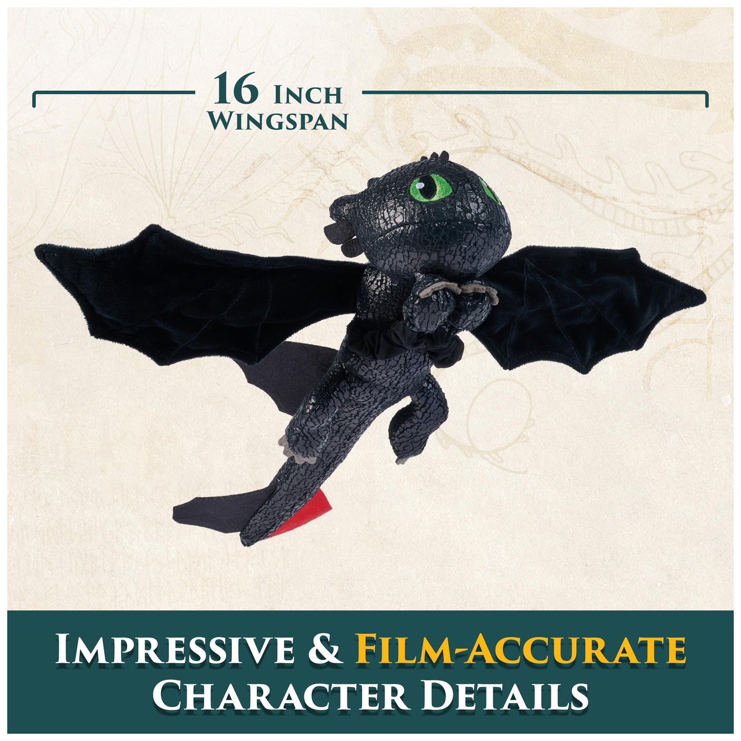 DreamWorks Dragons Toothless Plush — 12-Inch Hug & Flight Dragon Toy
