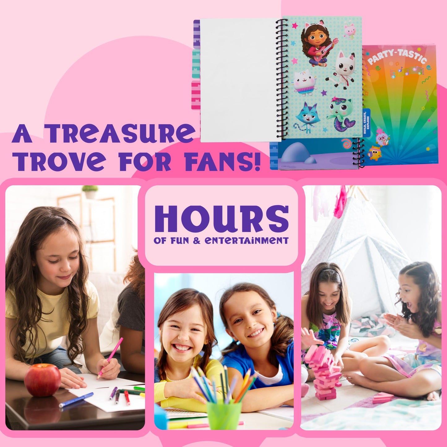 Gabby's Dollhouse Sticker Book — 500+ Stickers, 28 Sheets, Spiral Bound | DREAMWORKS GABBY'S DOLLHOUSE