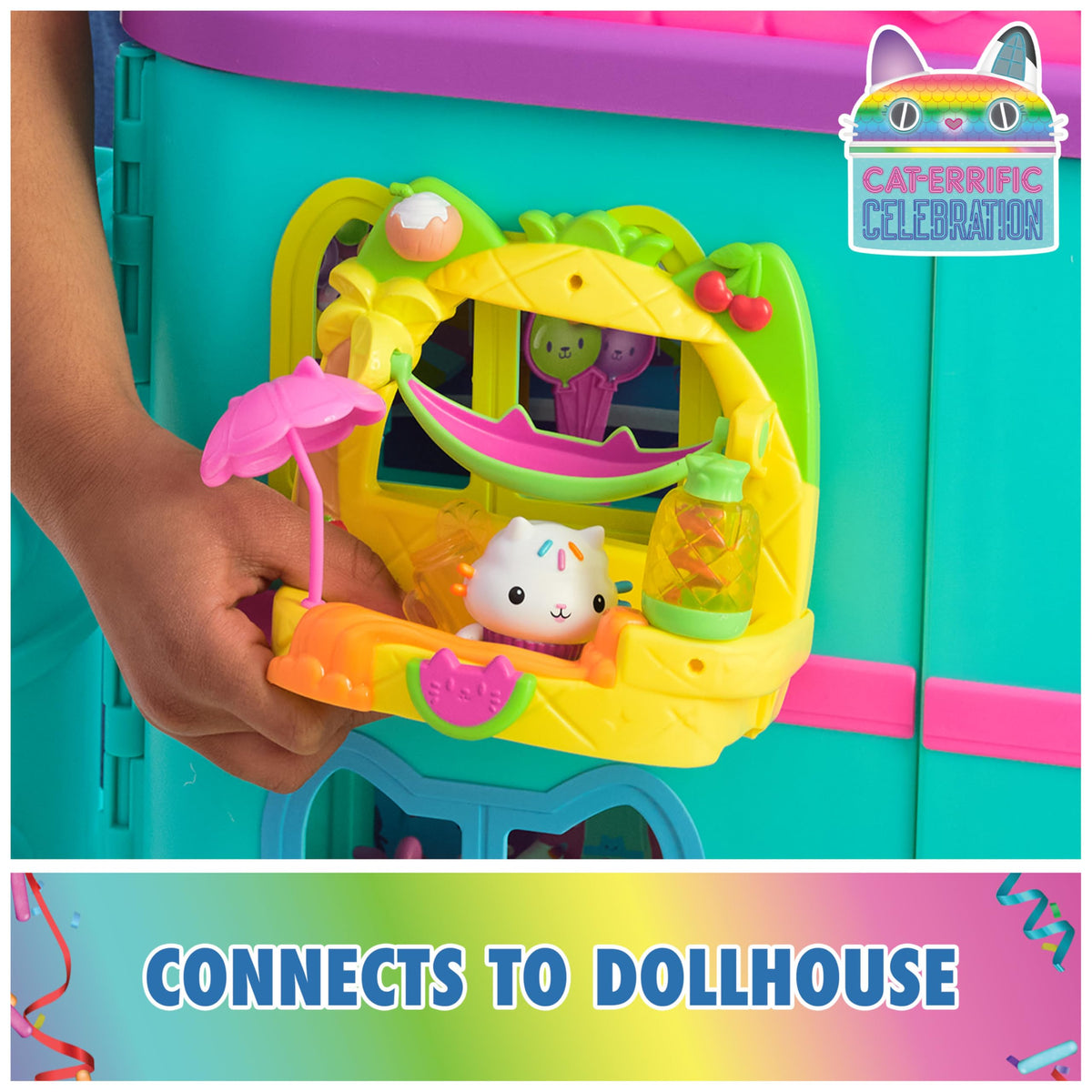 DreamWorks Gabby’s Dollhouse Cakey’s Fruit Smoothie Balcony Playset – 8-Piece Figure & Accessory Set