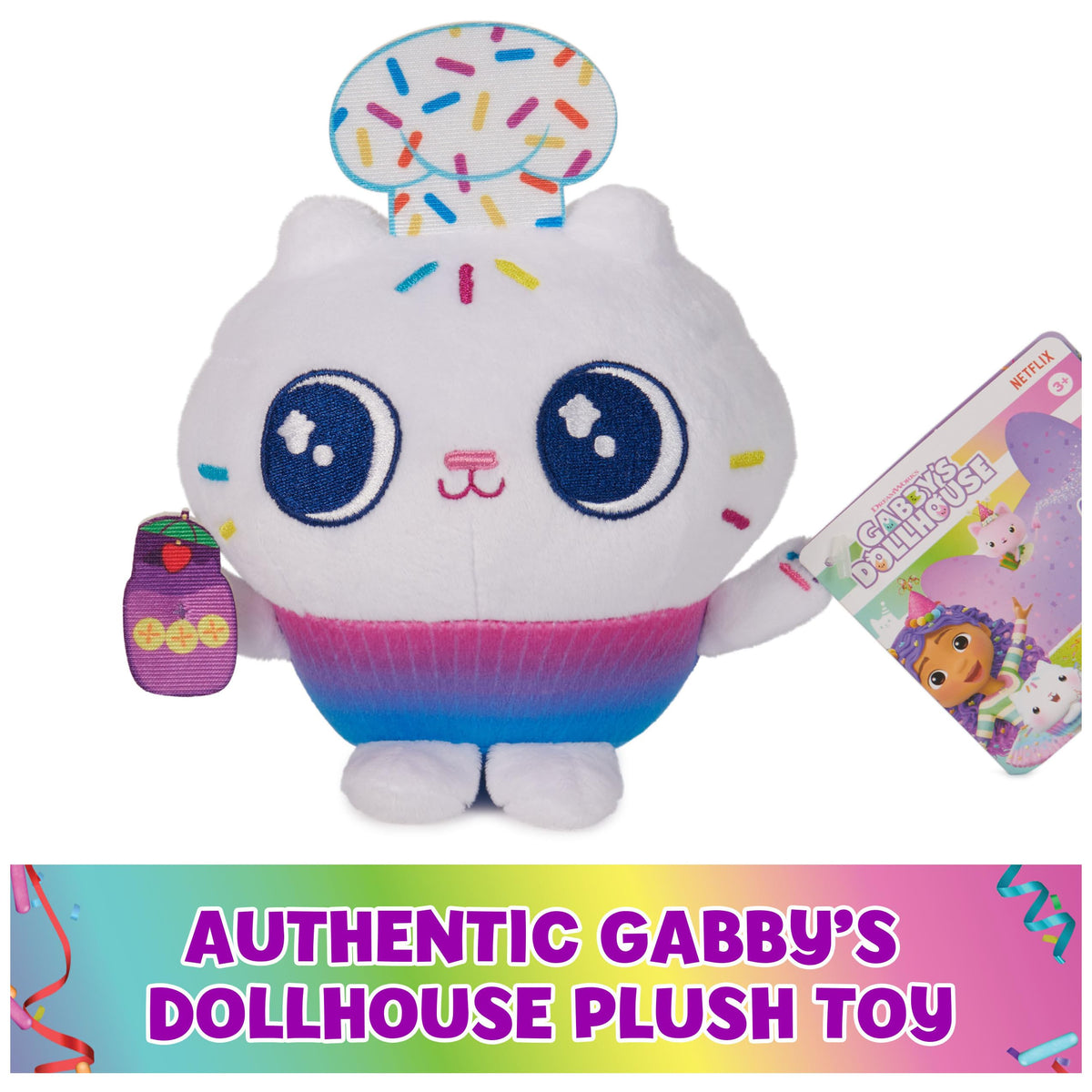 DreamWorks Gabby's Dollhouse Cakey Cat Plush – 6-Inch Celebration Toy (Ages 3+)