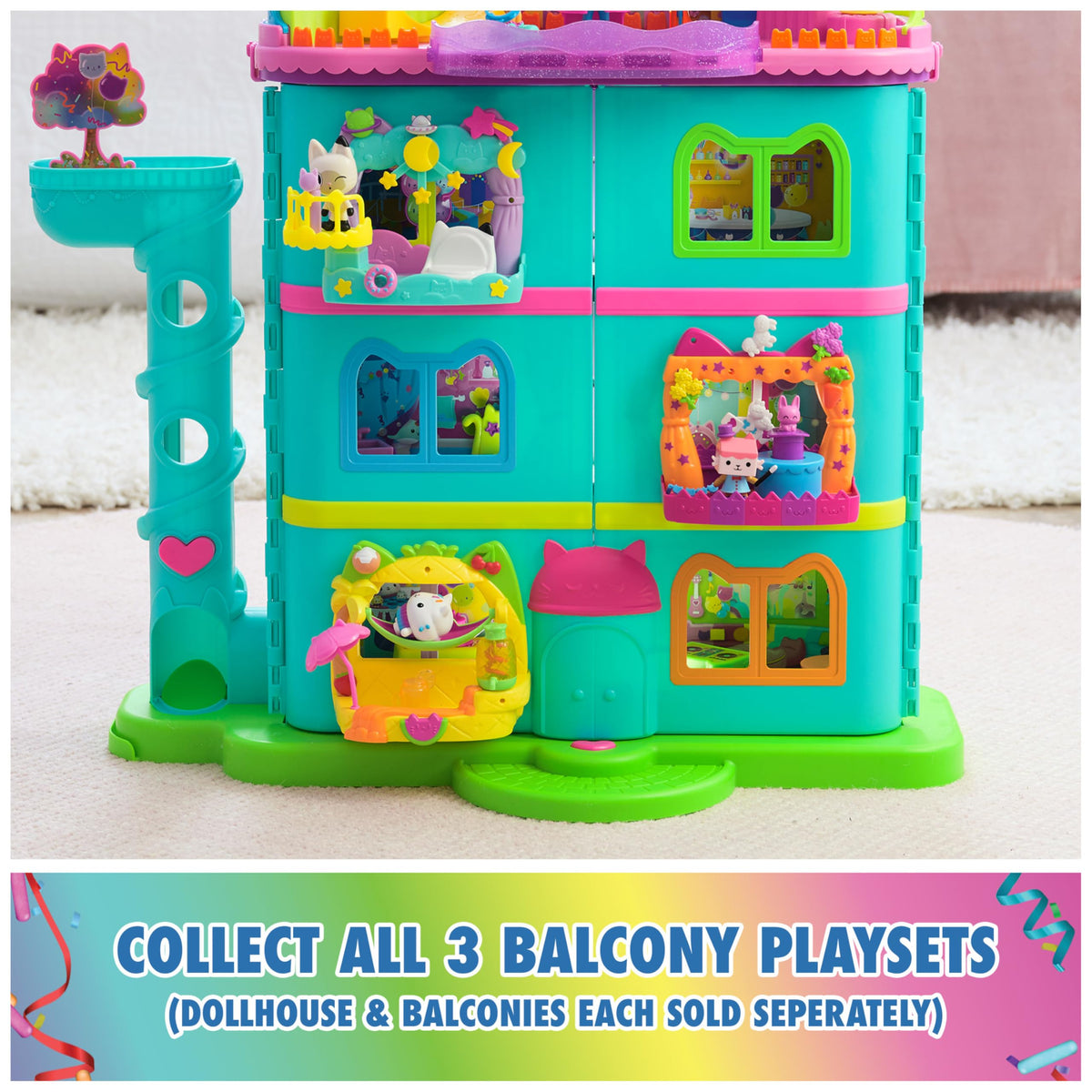 DreamWorks Gabby’s Dollhouse Cakey’s Fruit Smoothie Balcony Playset – 8-Piece Figure & Accessory Set