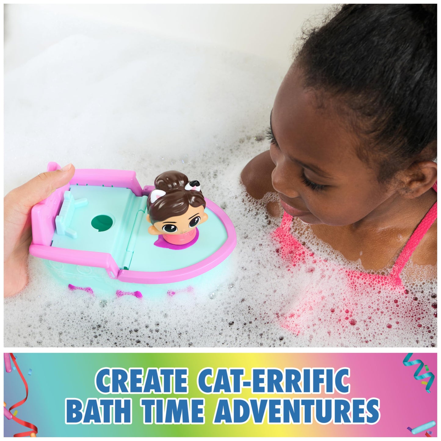 DreamWorks Gabby's Dollhouse Gabby & SS Mercat Bath Set – Floating Squirter & Cruise Ship Toy (Ages 3+)