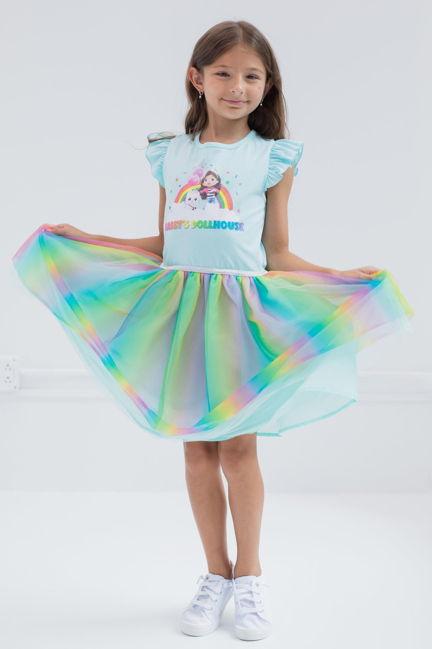 DREAMWORKS Gabby’s Dollhouse Gabby Pandy Paws Blue Tulle Dress – Size 6, Pull-On