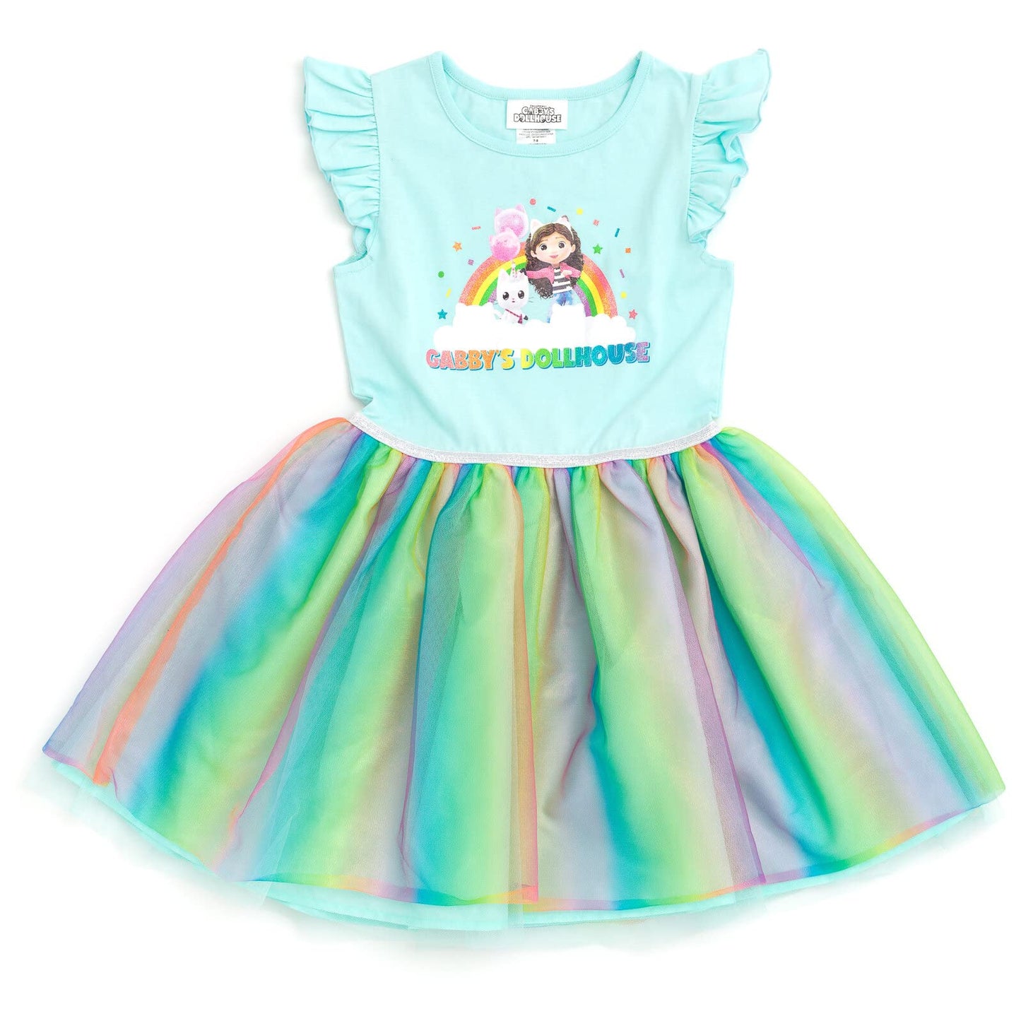 DREAMWORKS Gabby’s Dollhouse Gabby Pandy Paws Blue Tulle Dress – Size 6, Pull-On