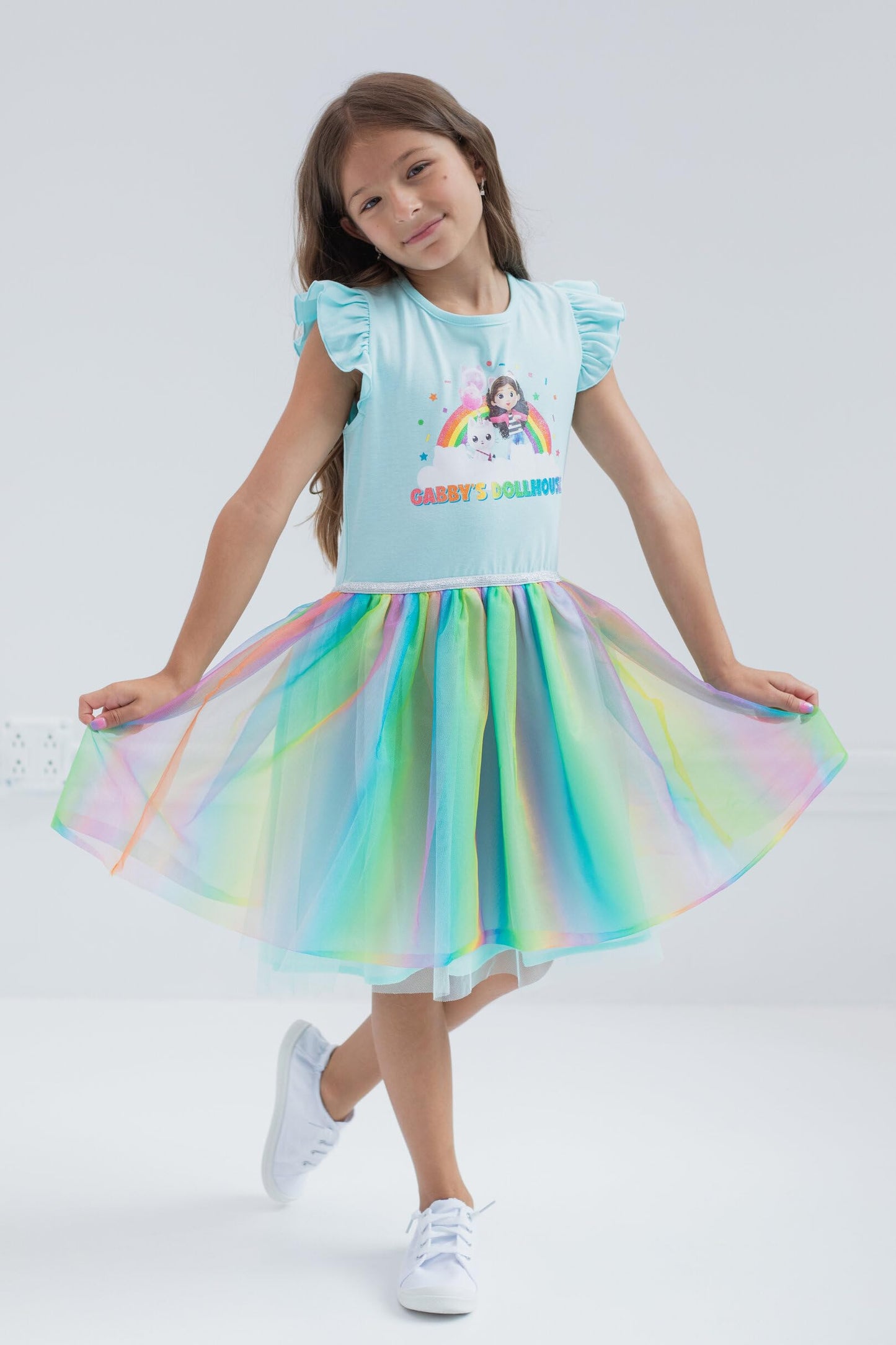 DREAMWORKS Gabby’s Dollhouse Gabby Pandy Paws Blue Tulle Dress – Size 6, Pull-On