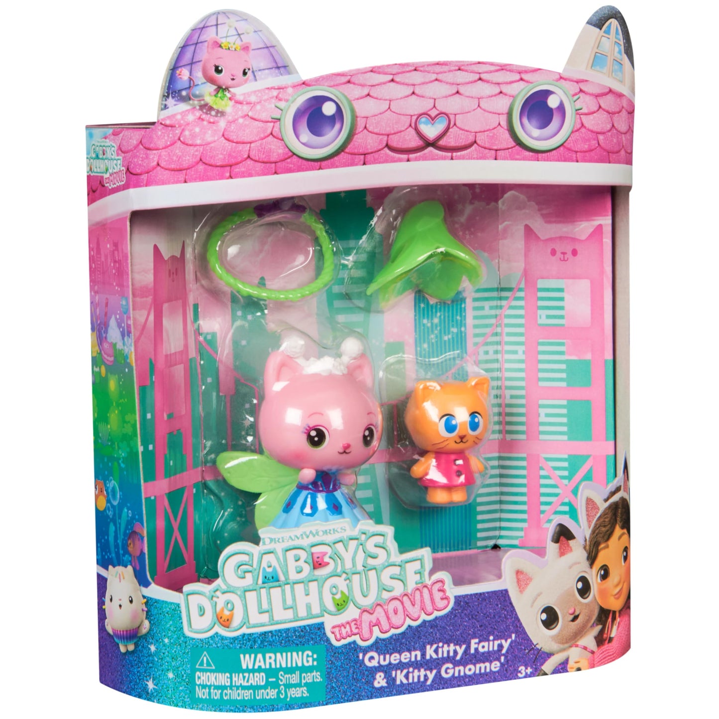 DREAMWORKS GABBY'S DOLLHOUSE: Queen Kitty Fairy & Kitten Gnome Figure Set with 2 Accessories for Ages 3+