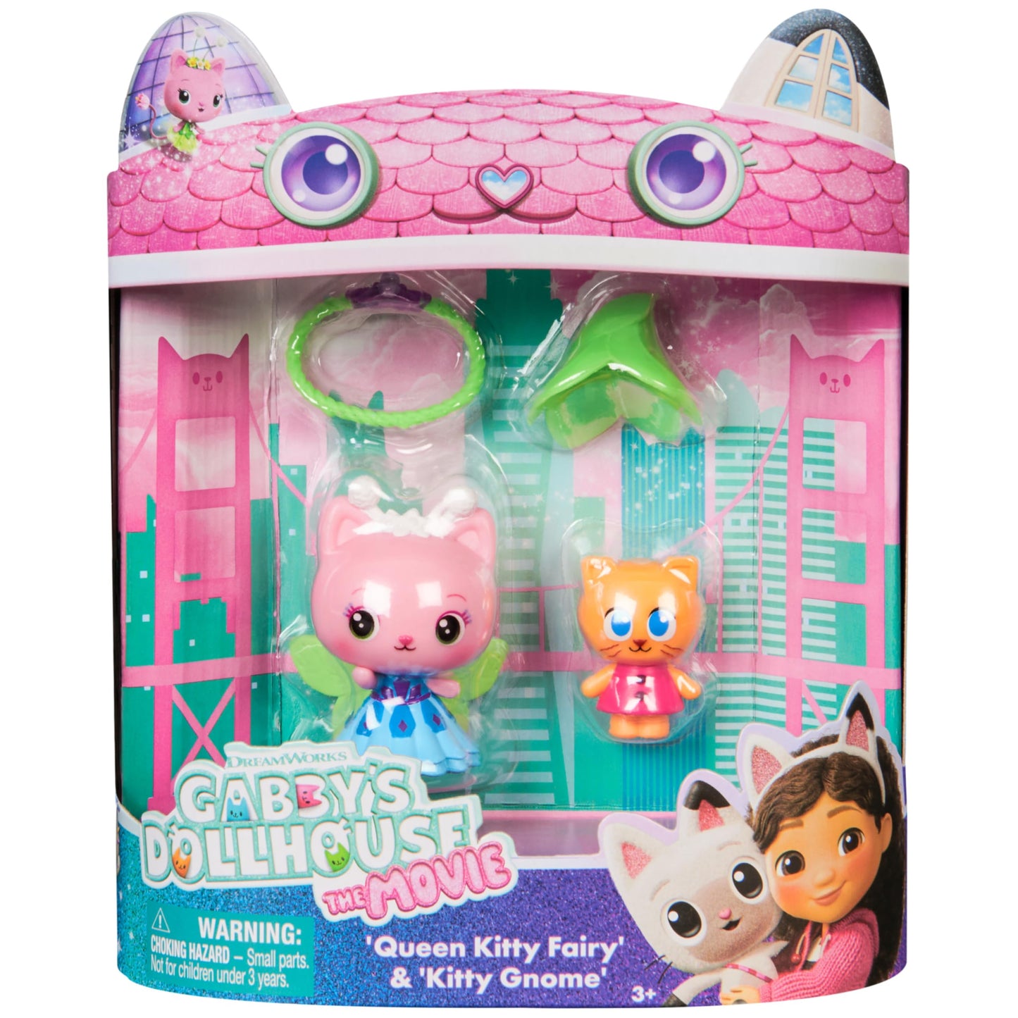 DREAMWORKS GABBY'S DOLLHOUSE: Queen Kitty Fairy & Kitten Gnome Figure Set with 2 Accessories for Ages 3+
