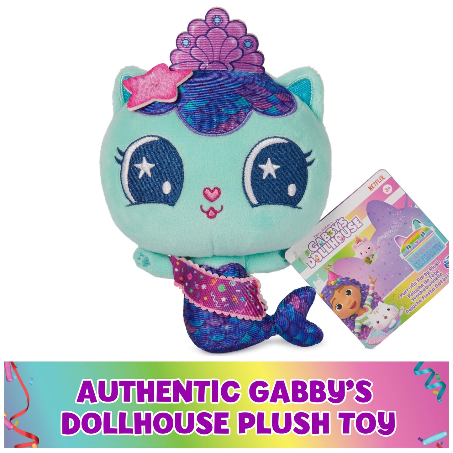 DreamWorks Gabby’s Dollhouse MerCat Celebration Plush – 8-Inch Tall Toy