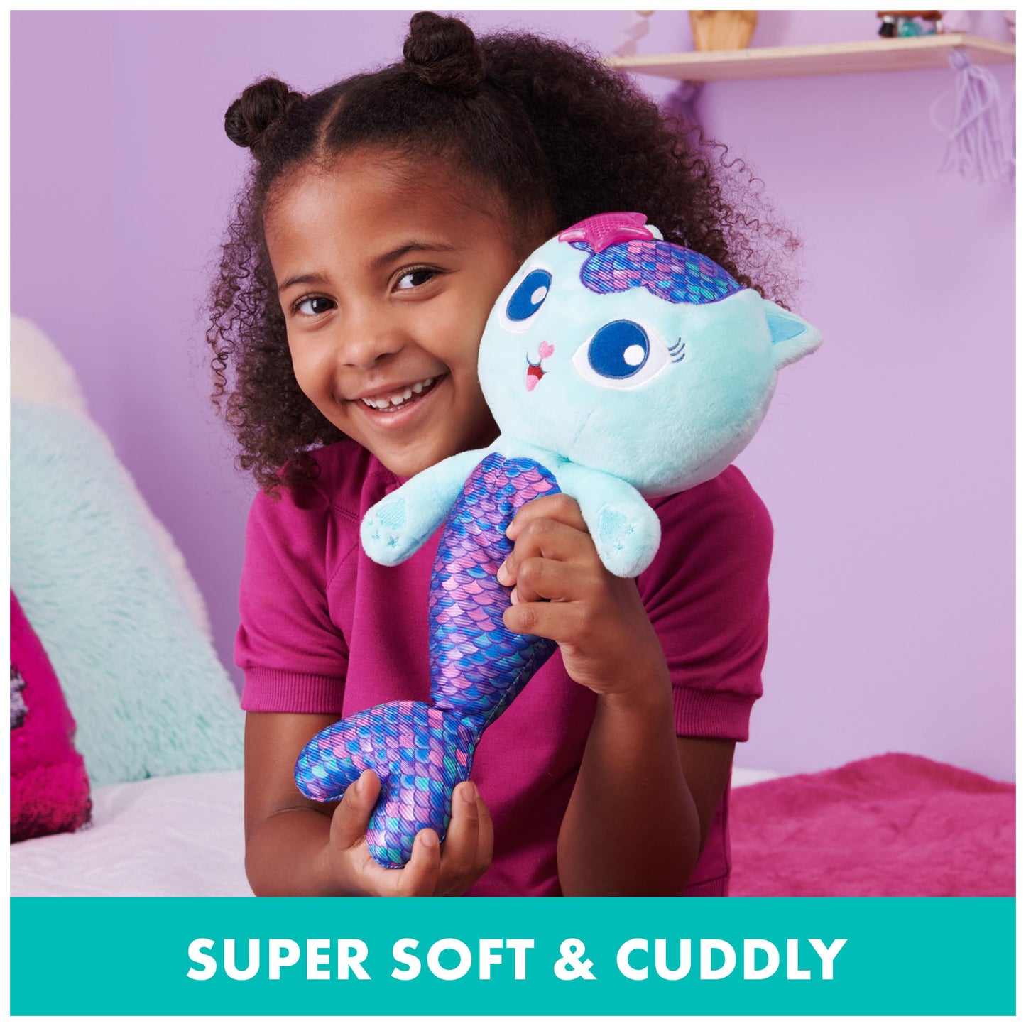 DreamWorks Gabby’s Dollhouse MerCat Plush — 14-Inch Interactive Toy with Light-Up Starfish