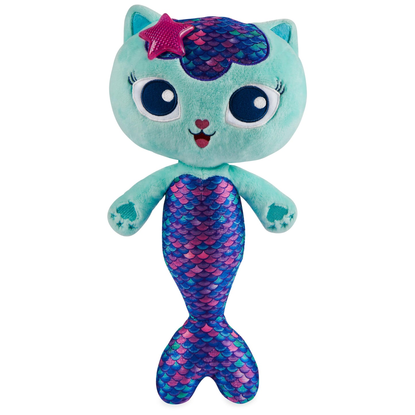 DreamWorks Gabby’s Dollhouse MerCat Plush — 14-Inch Interactive Toy with Light-Up Starfish