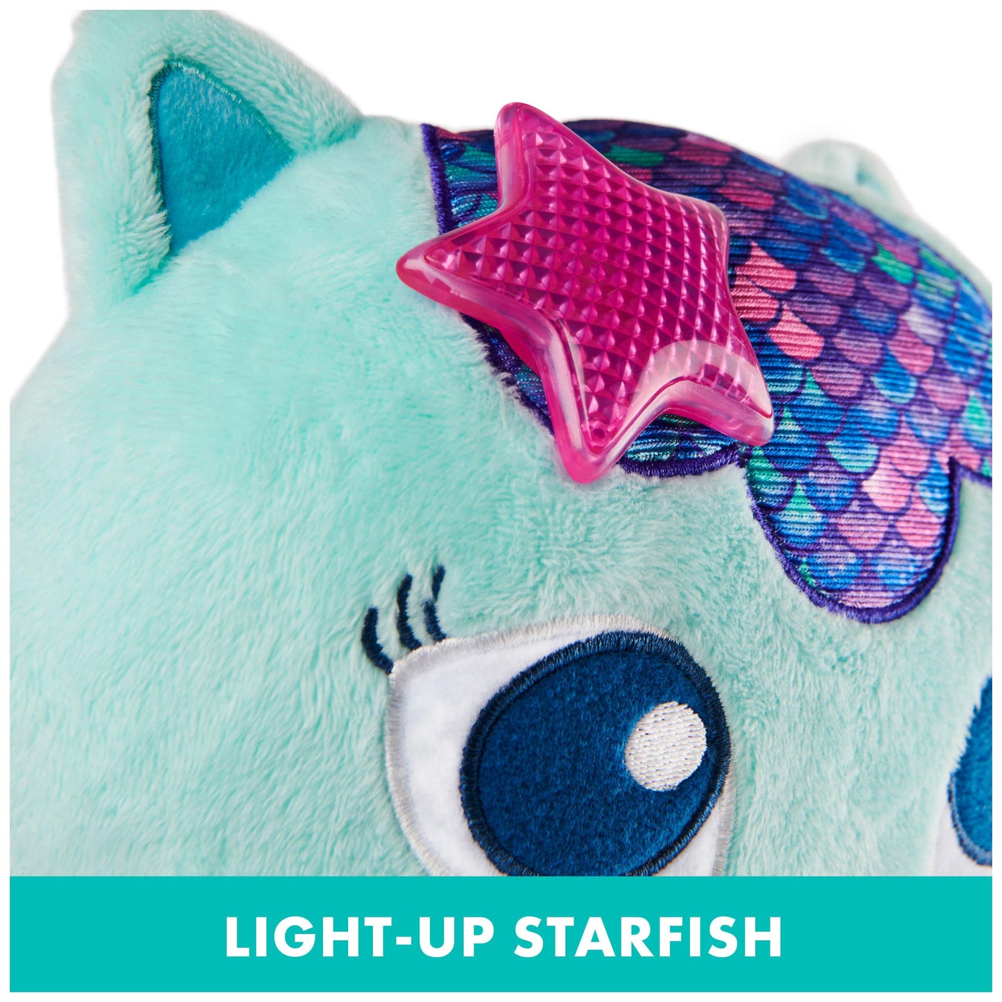 DreamWorks Gabby’s Dollhouse MerCat Plush — 14-Inch Interactive Toy with Light-Up Starfish