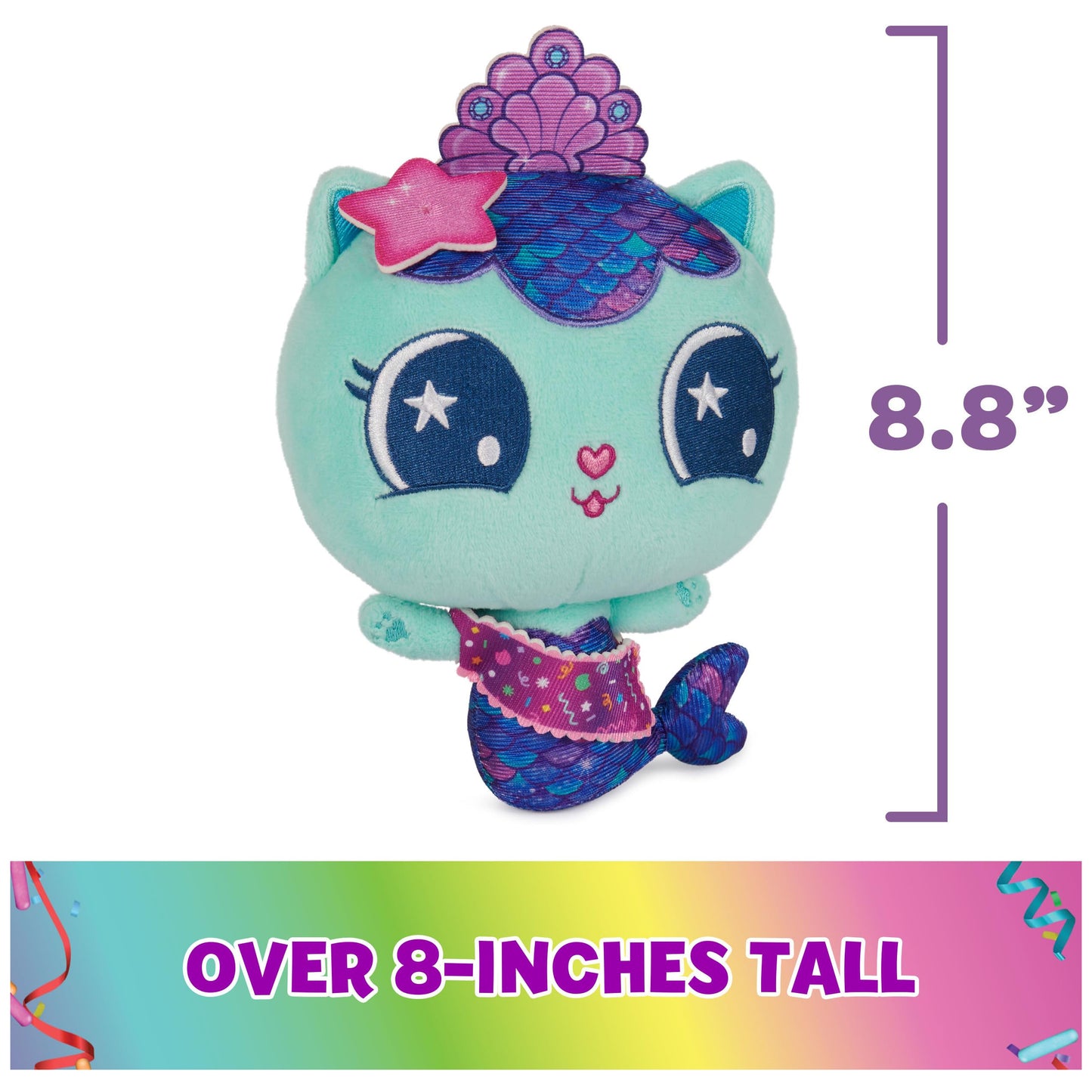 DreamWorks Gabby’s Dollhouse MerCat Celebration Plush – 8-Inch Tall Toy