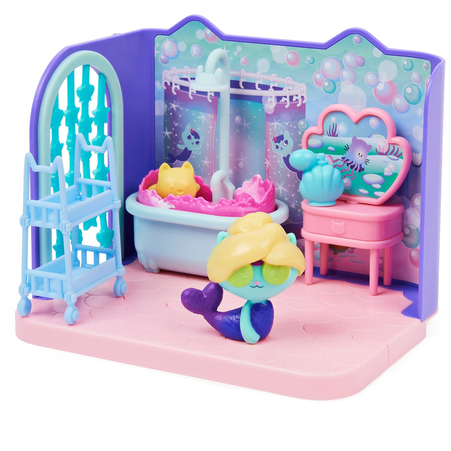 Gabby’s Dollhouse Primp & Pamper Bathroom with MerCat – 3 Accessories & 2 Deliveries