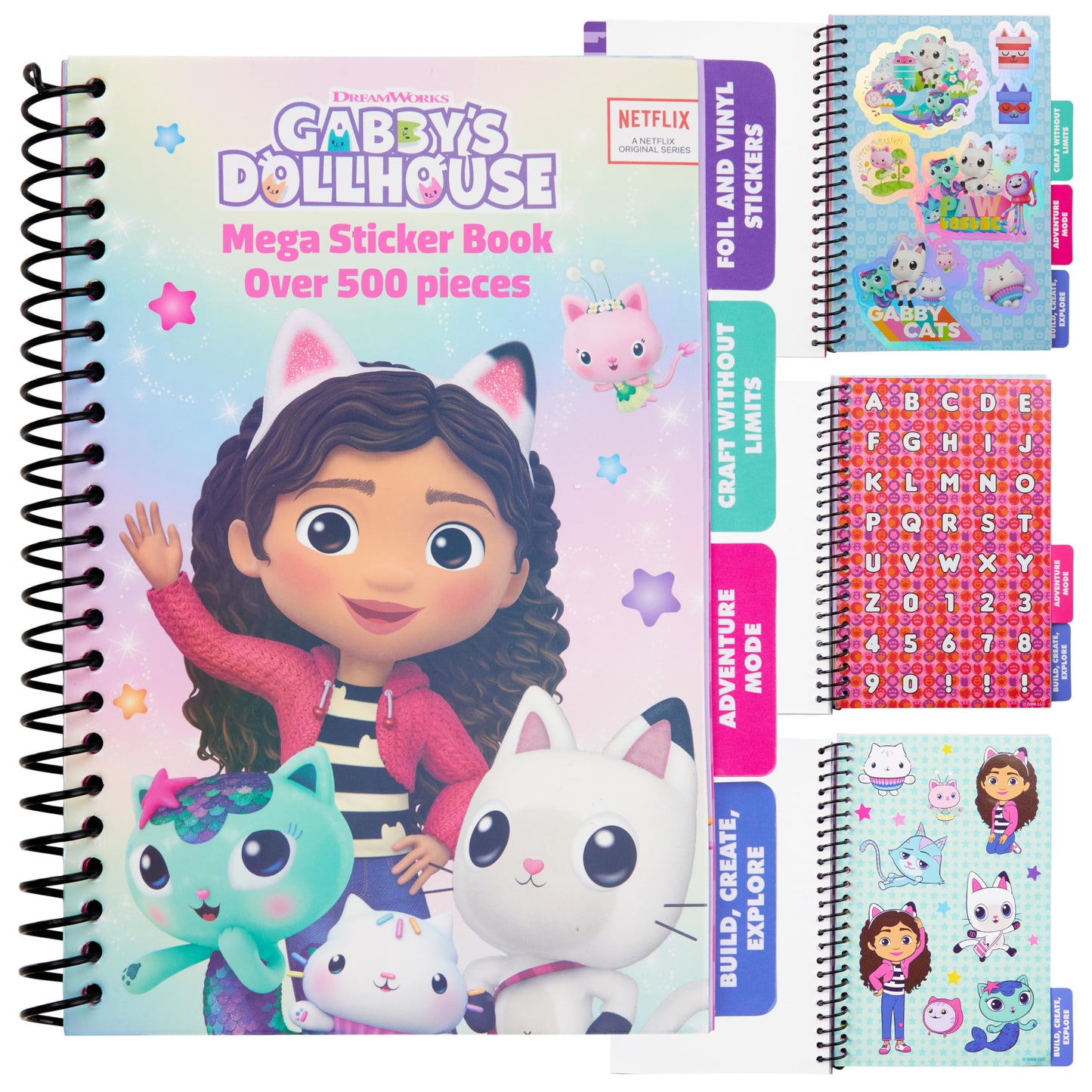 Gabby's Dollhouse Sticker Book — 500+ Stickers, 28 Sheets, Spiral Bound | DREAMWORKS GABBY'S DOLLHOUSE