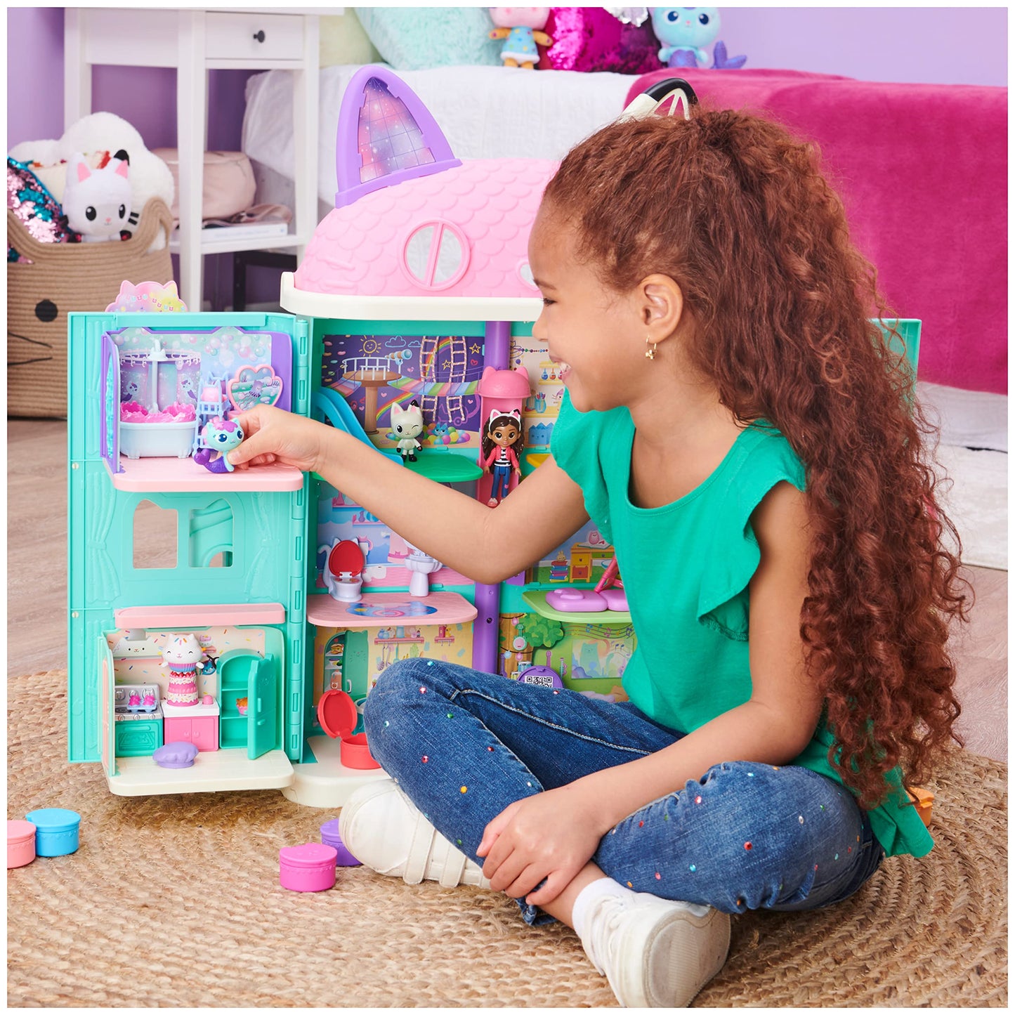 Gabby’s Dollhouse Primp & Pamper Bathroom with MerCat – 3 Accessories & 2 Deliveries