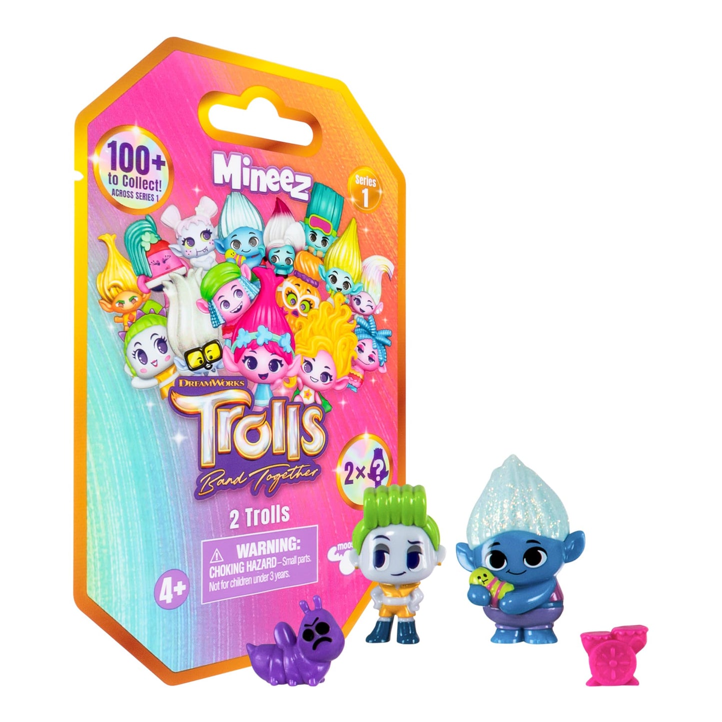 DREAMWORKS TROLLS Band Together Mineez 1.5-Inch Figures – 4-Pack Bundle (8 Figures, 100+ to Collect)