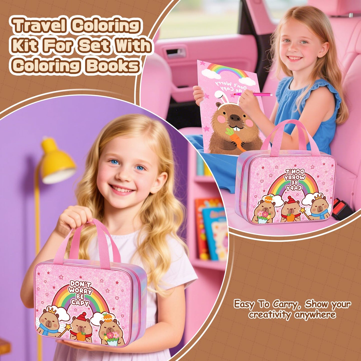 DreamyCandy Capybara 73PCS Washable Markers Set with Glitter Pencil Case