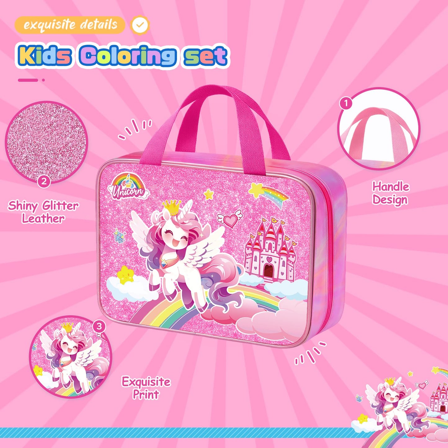 DreamyCandy 73PCS Unicorn Washable Markers Set with Glitter Pencil Case – Art Kit for Girls 4–10