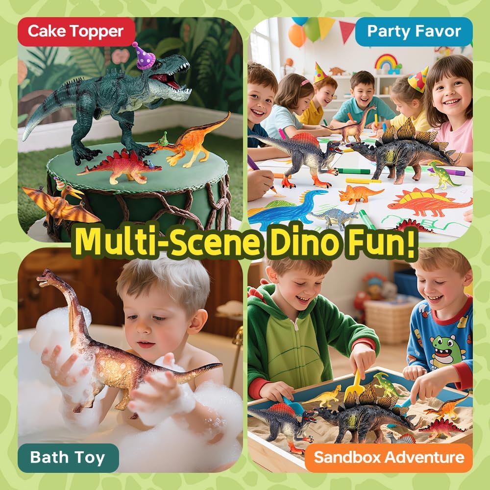 Drefirsa 14-Piece Dinosaur Toy Set – Realistic Jumbo & Small Figures for Kids 3-8