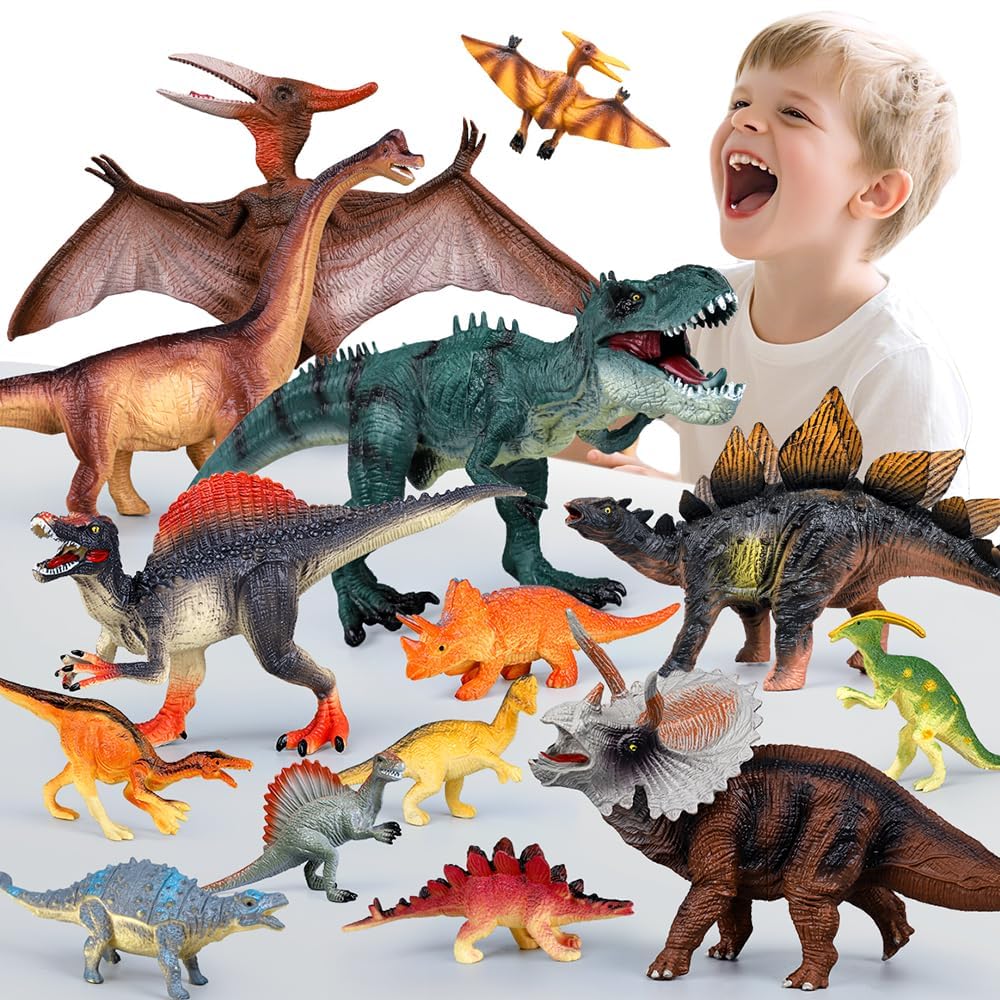 Drefirsa 14-Piece Dinosaur Toy Set – Realistic Jumbo & Small Figures for Kids 3-8