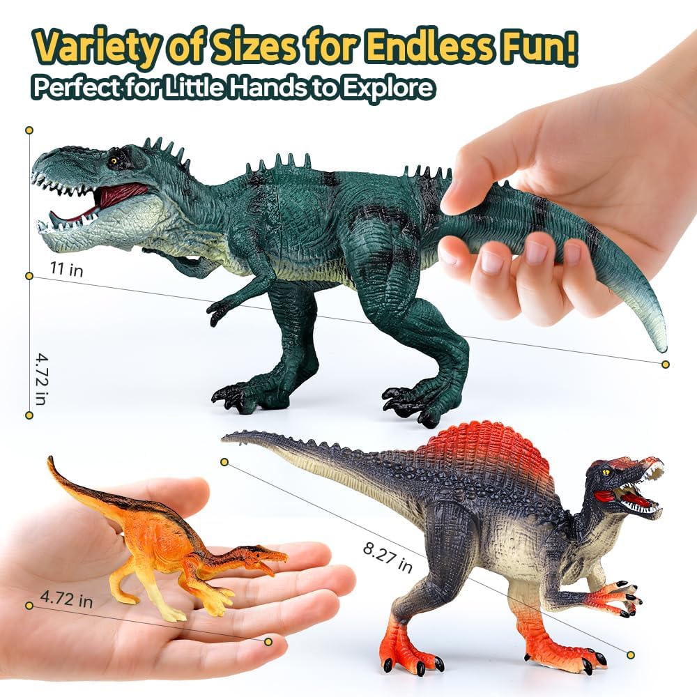 Drefirsa 14-Piece Dinosaur Toy Set – Realistic Jumbo & Small Figures for Kids 3-8