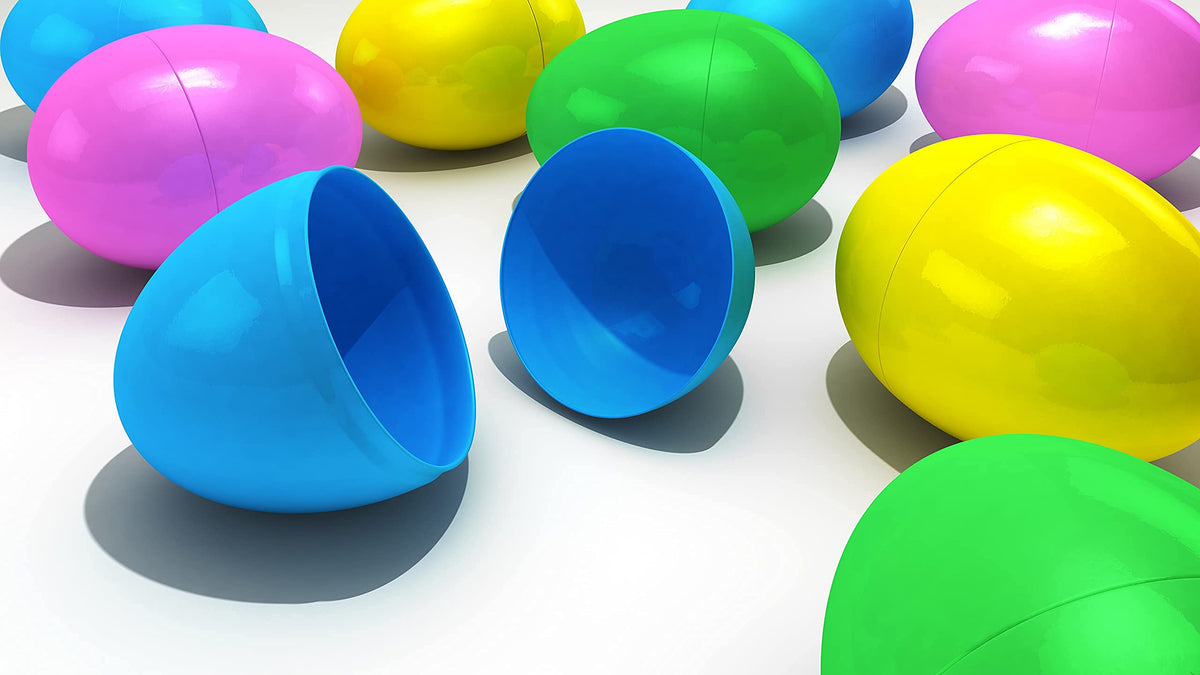 The Dreidel Company 6-Inch Jumbo Fillable Easter Eggs (6-Pack) – Colorful Upright Plastic Eggs