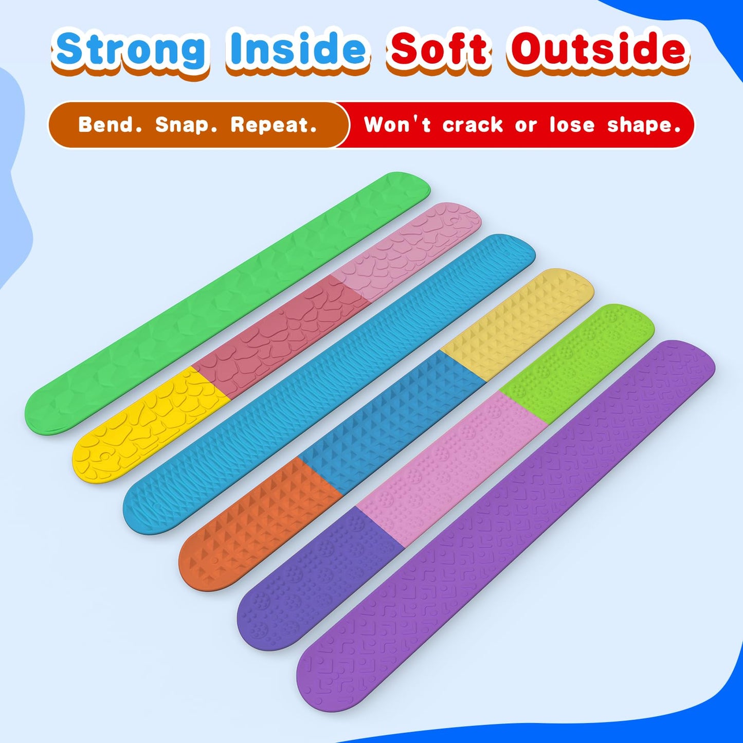 Drephere Sensory Fidget Slap Bracelets – 6-Pack Textured Silicone Toys for Focus & Calm