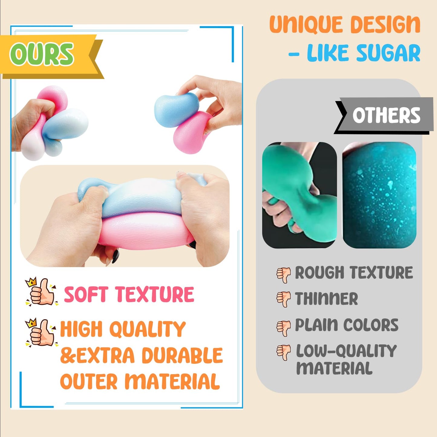 Drephere Fidget Toys – Color-Changing Ice Cube Stress Balls (Dough Blue) for Focus, Calm, and Portable Play