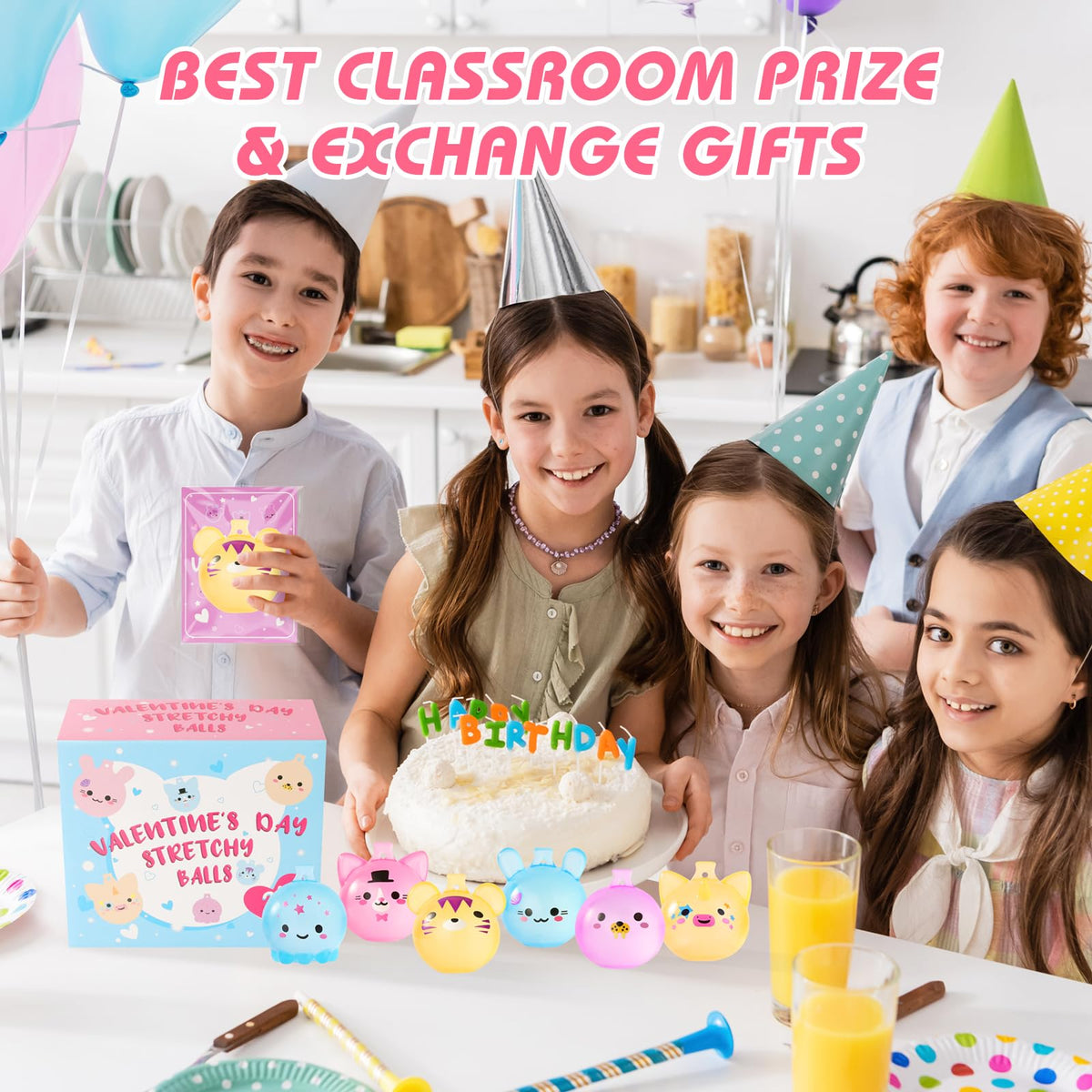Drephere 24-Pack Valentine Sensory Stress Balls & Cards for Classroom – Complete Exchange Kit