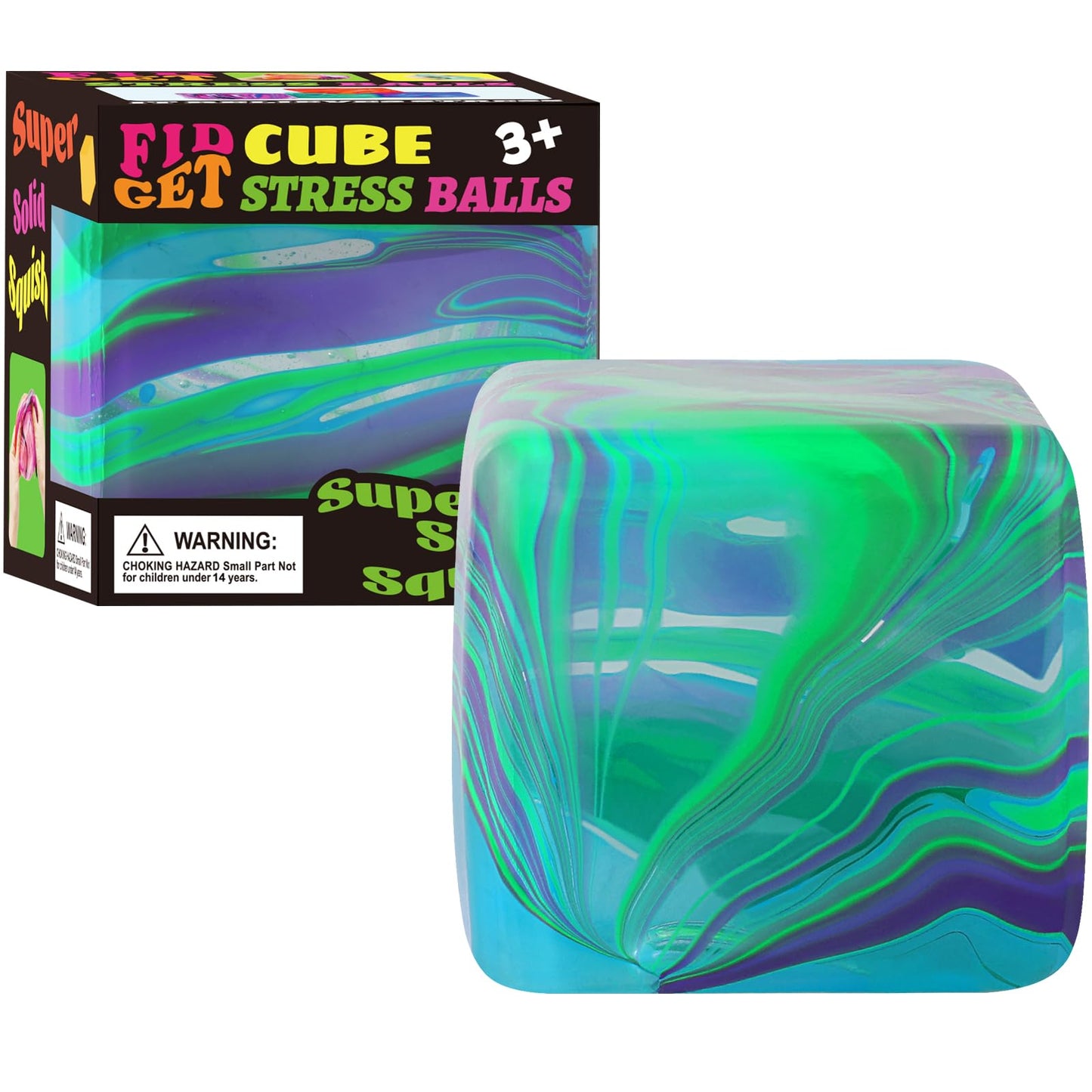 Drephere Ice Cube Stress Ball — Fidget Toy Squishy Cube for Focus and Relaxation (Green)