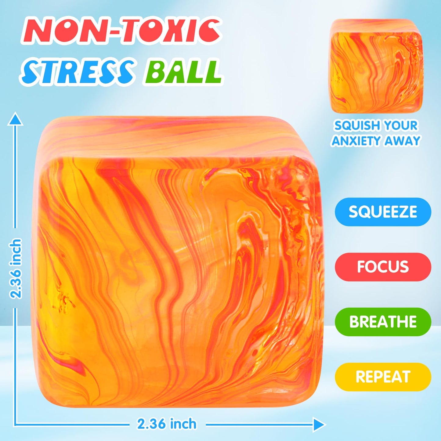 Drephere Ice Cube Stress Ball — Fidget Toy Squishy Cube for Focus and Relaxation (Green)