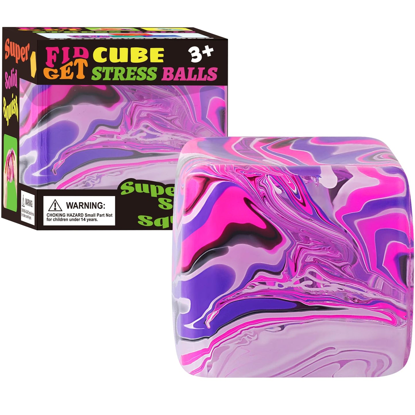 Drephere Ice Cube Stress Ball Pink – Fidget Toy for Focus, Sensory Play, Classroom Prize (2.2 in)