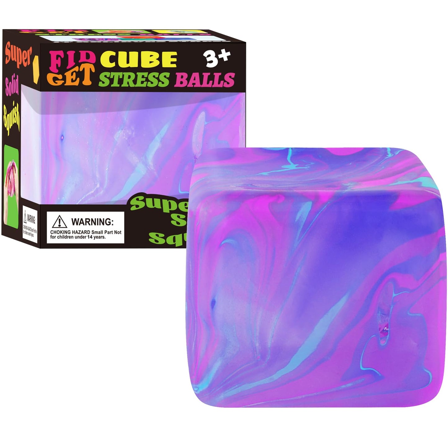 Drephere Ice Cube Stress Ball — Large 2.2in Fidget Toy for Focus & Sensory Play (Purple)