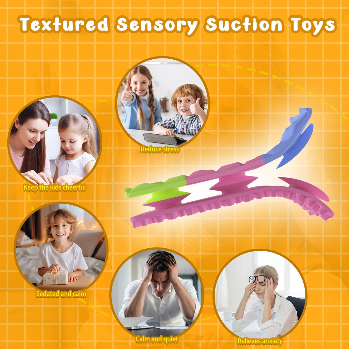 Drephere Fidget Strips – 16-Pack Textured Suction Toys for Autism Calming & Classroom Focus