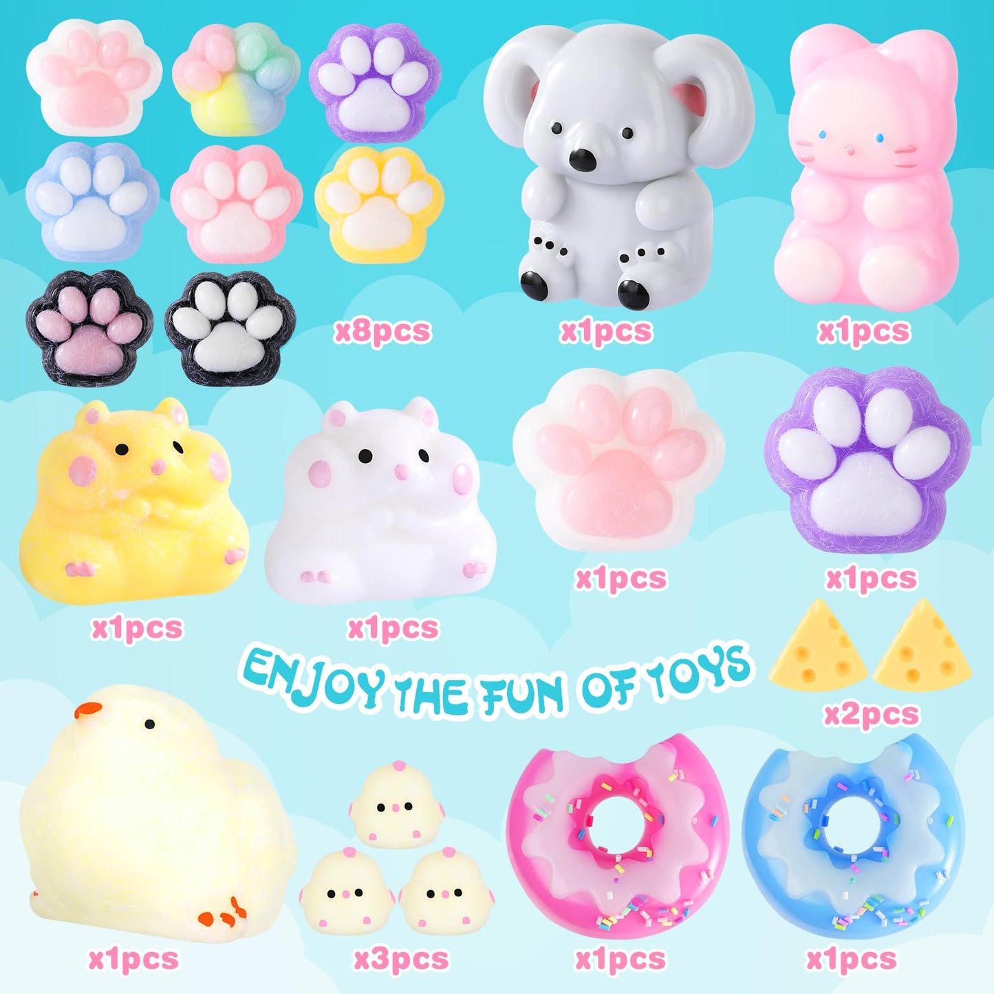 Drephere Taba Squishy 20Pack - 20 Styles Fidget Toys Kit for Kids