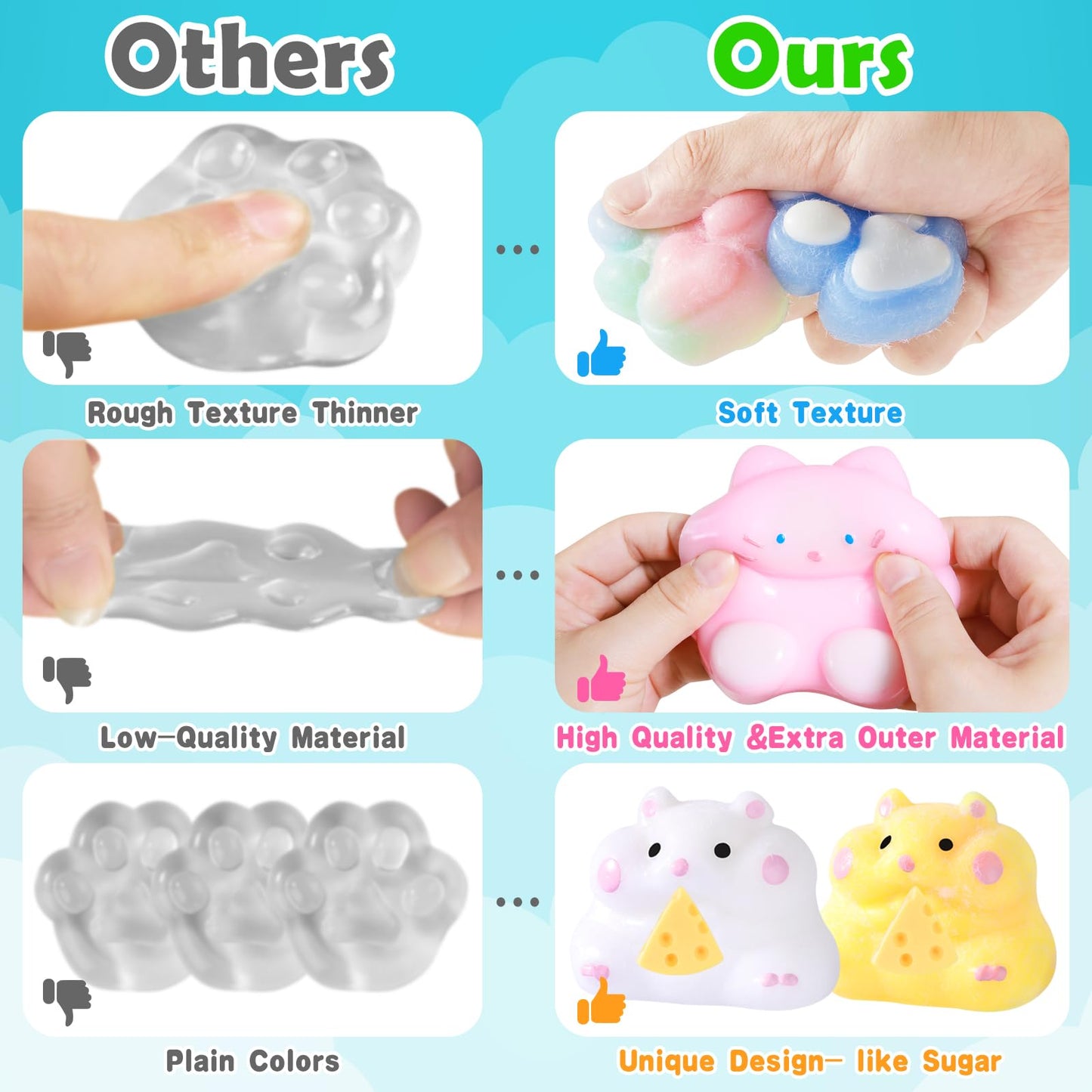 Drephere Taba Squishy 20Pack - 20 Styles Fidget Toys Kit for Kids