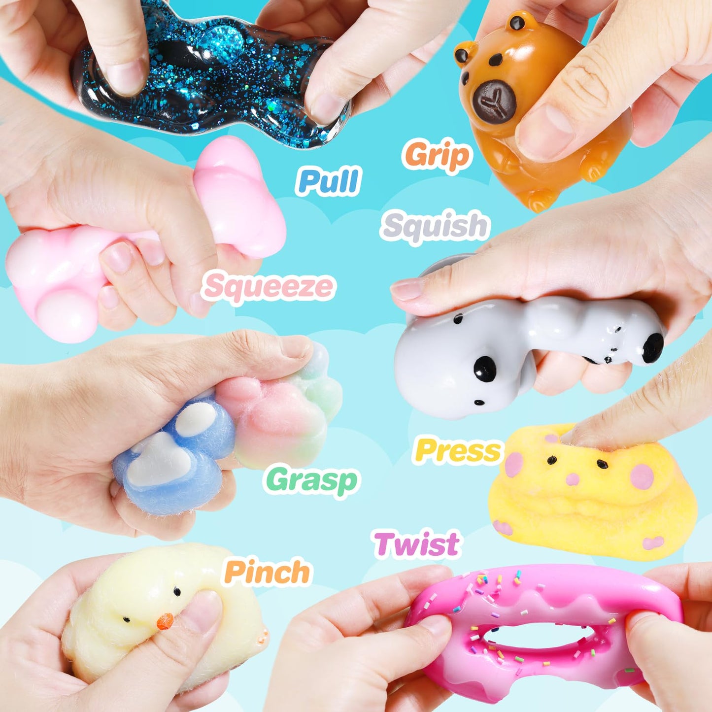 Drephere Taba Squishy 20Pack - 20 Styles Fidget Toys Kit for Kids