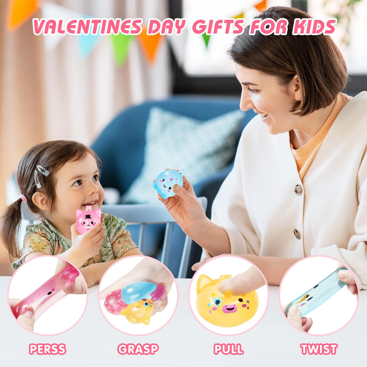 Drephere 24-Pack Valentine Sensory Stress Balls & Cards for Classroom – Complete Exchange Kit