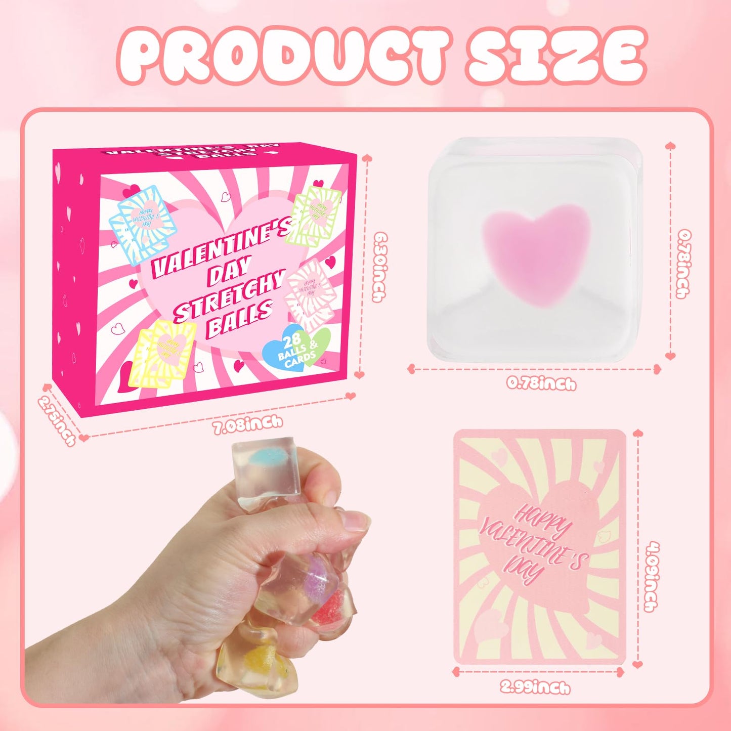 Drephere 28-Pack Valentines Squishy Heart Cubes | Sensory Fidget Toys for Adults & Kids