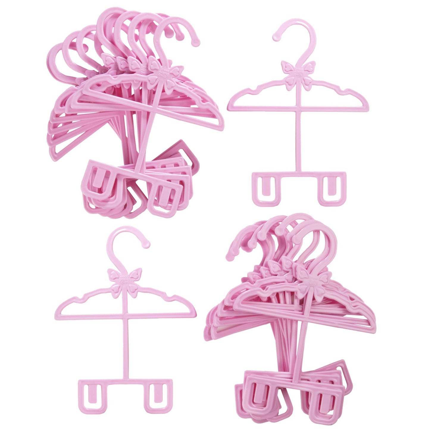 Dress Along Dolly Pink Full-Outfit Hanger 24pk for 18-inch Dolls | Organize Tops & Bottoms