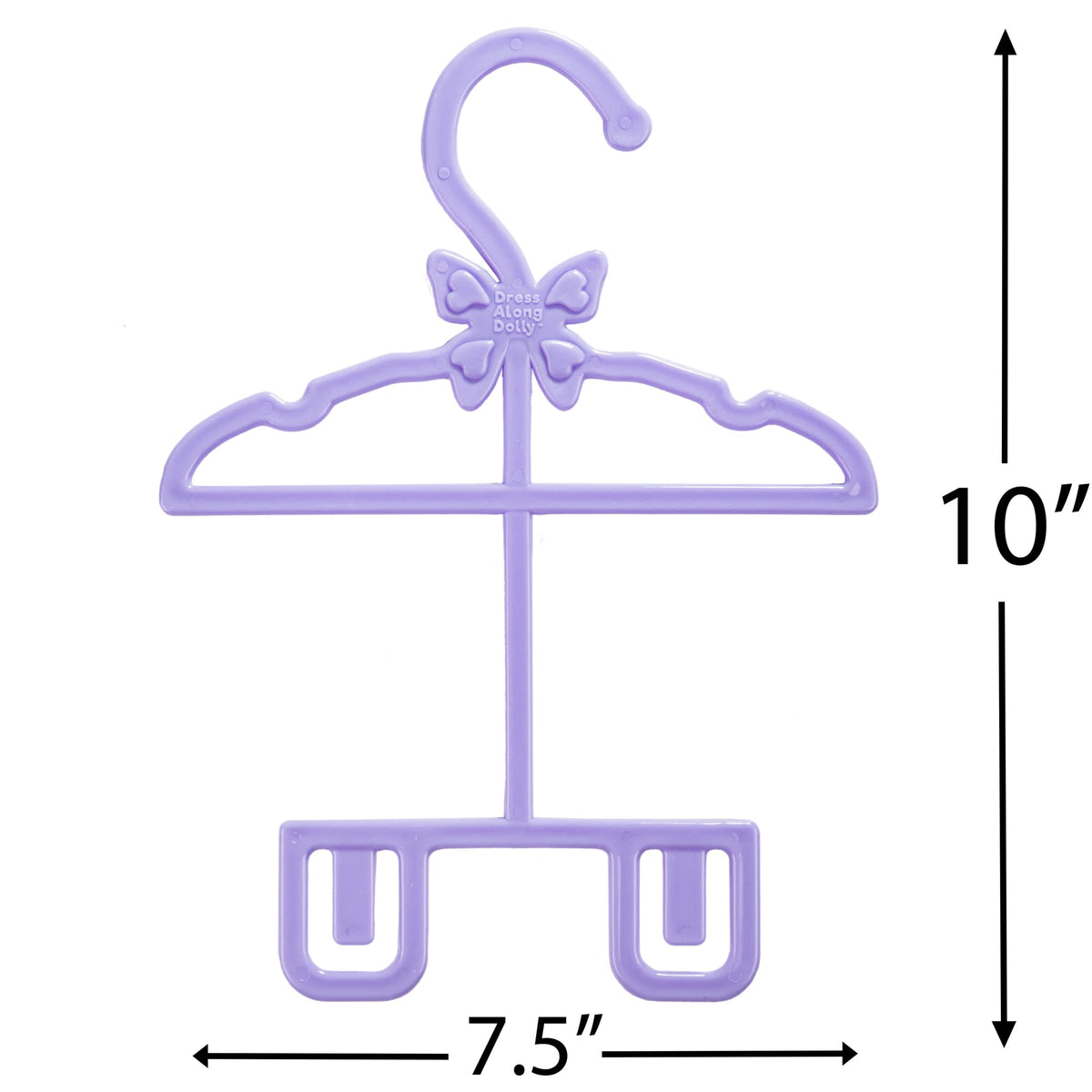 Dress Along Dolly 18-Inch Doll Outfit Hangers – 12pk Purple | Top & Bottom on One Hanger (Fits American Girl Dolls)