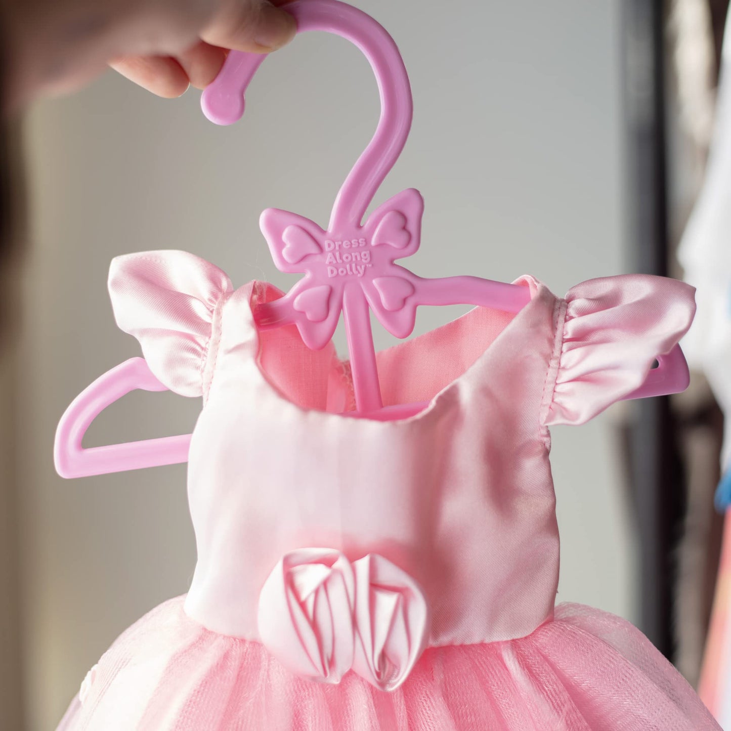 Dress Along Dolly Pink Full-Outfit Hanger 24pk for 18-inch Dolls | Organize Tops & Bottoms
