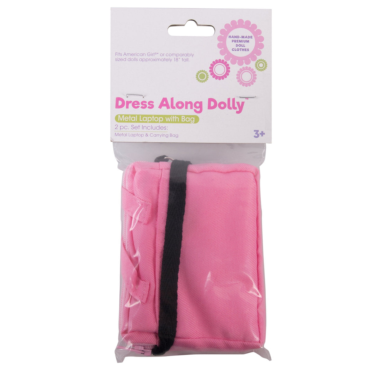 Dress Along Dolly Metal Laptop with Pink Carrying Bag for 18-Inch Dolls – Durable Doll Computer Gift Set