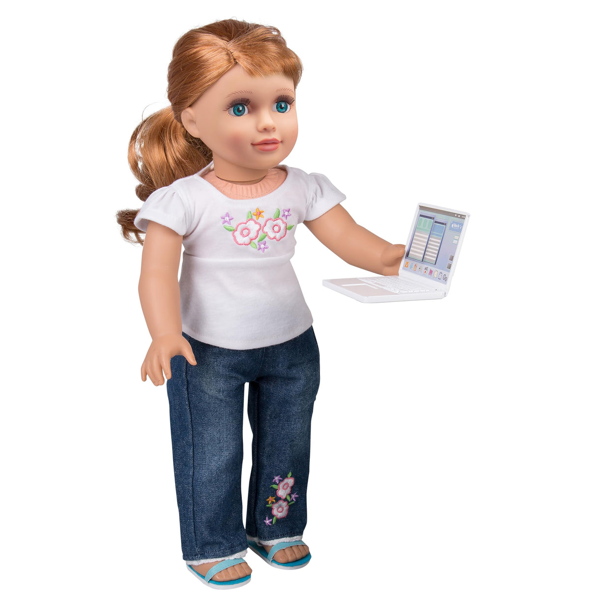 Dress Along Dolly Metal Laptop with Pink Carrying Bag for 18-Inch Dolls – Durable Doll Computer Gift Set