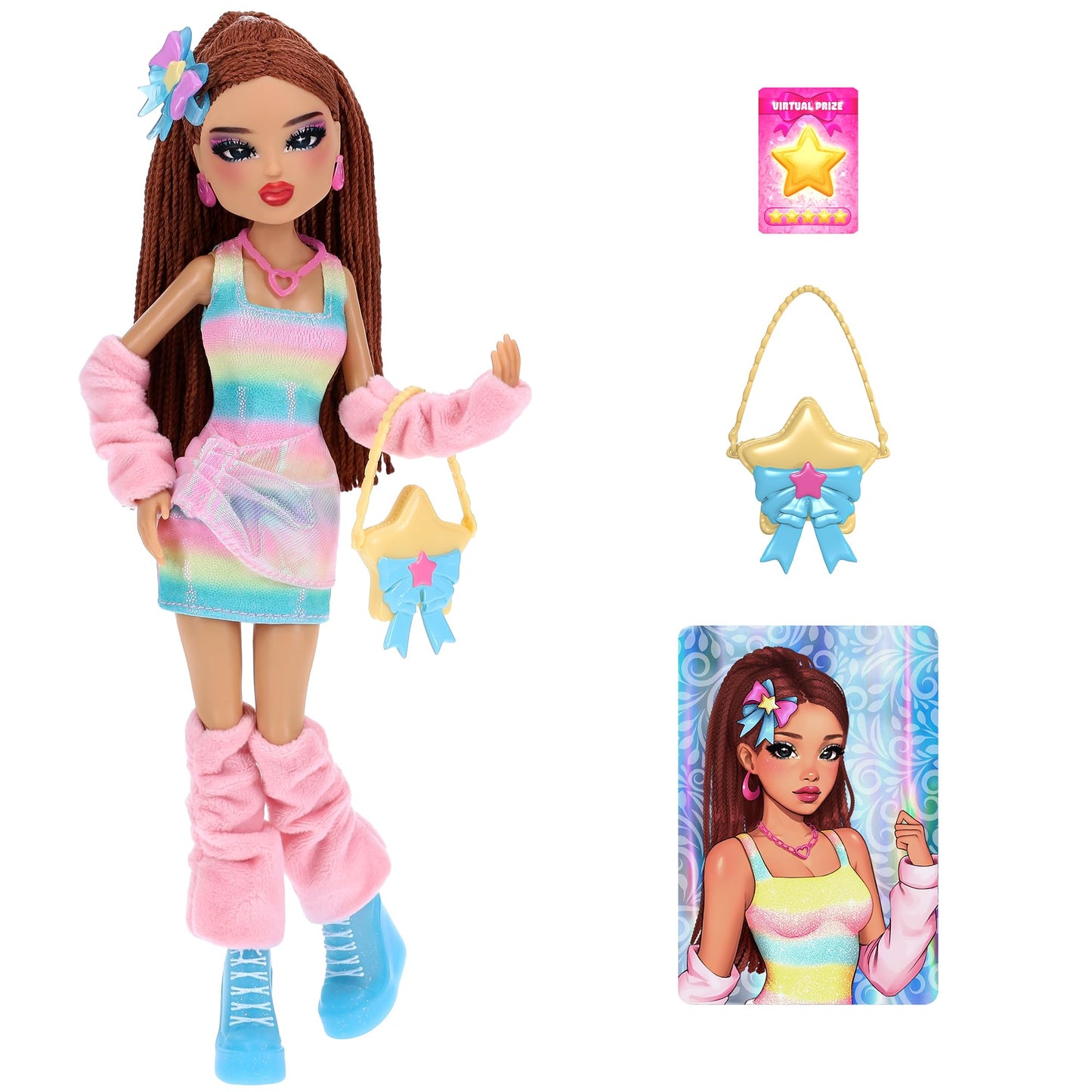 Dress To Impress Stardust Softie Fashion Doll – Sparkling Starry Outfit, Posing Articulation, Roblox DLC